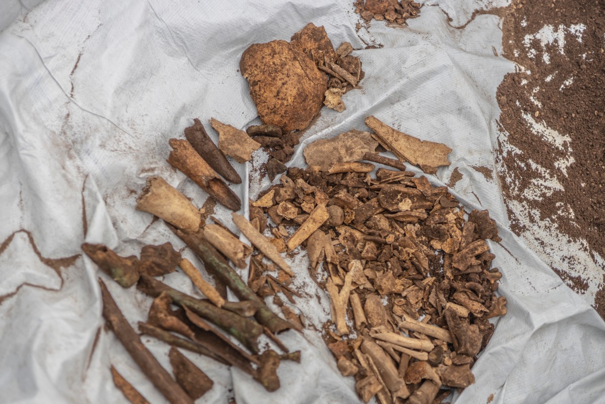 Human remains of victims of the 1994 Rwandan Genocide found under the foundations of a house in Ngoma