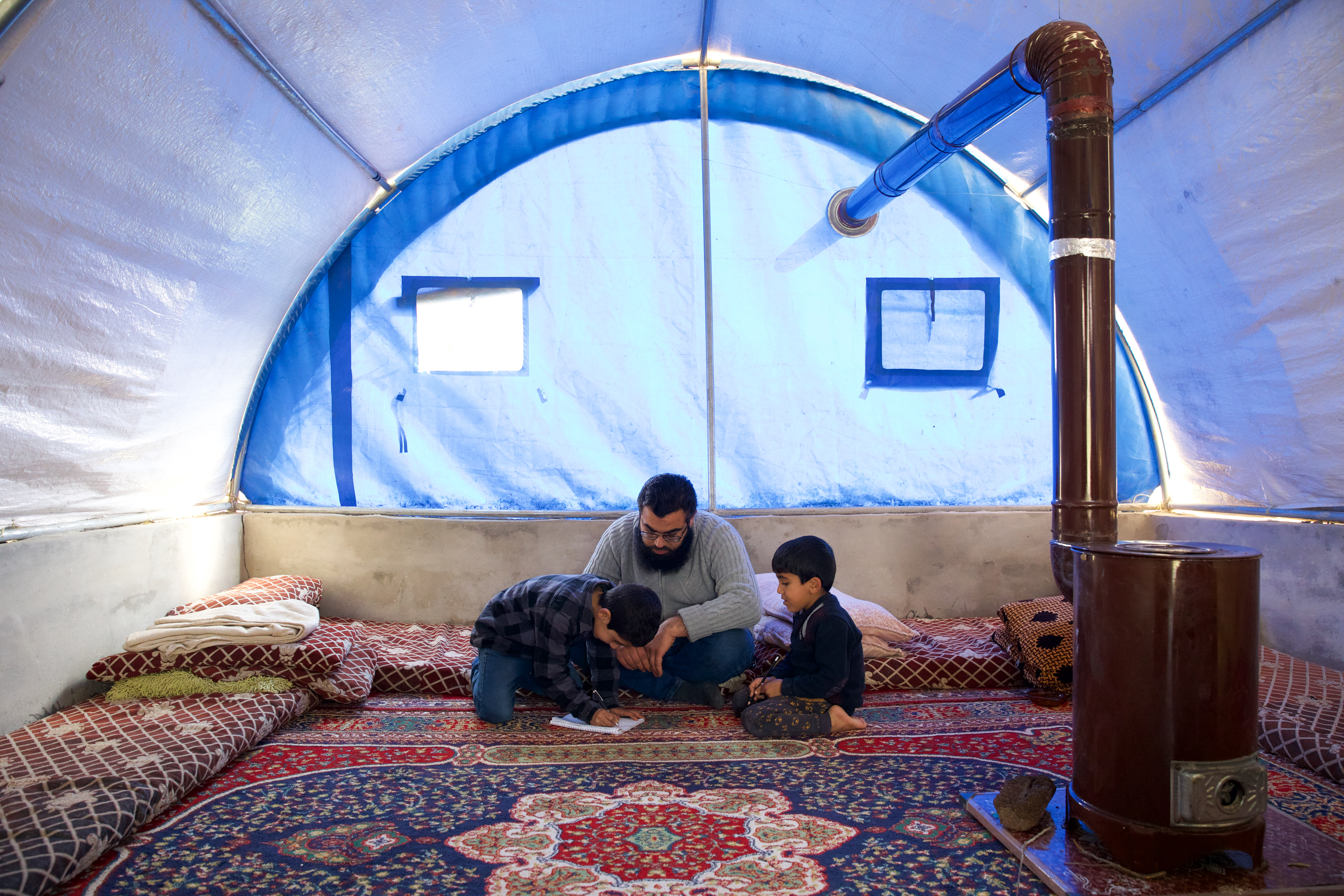 Ibrahim spends as much of his free time as possible with his two sons, Hussein, 6, and Mahmoud, 4,