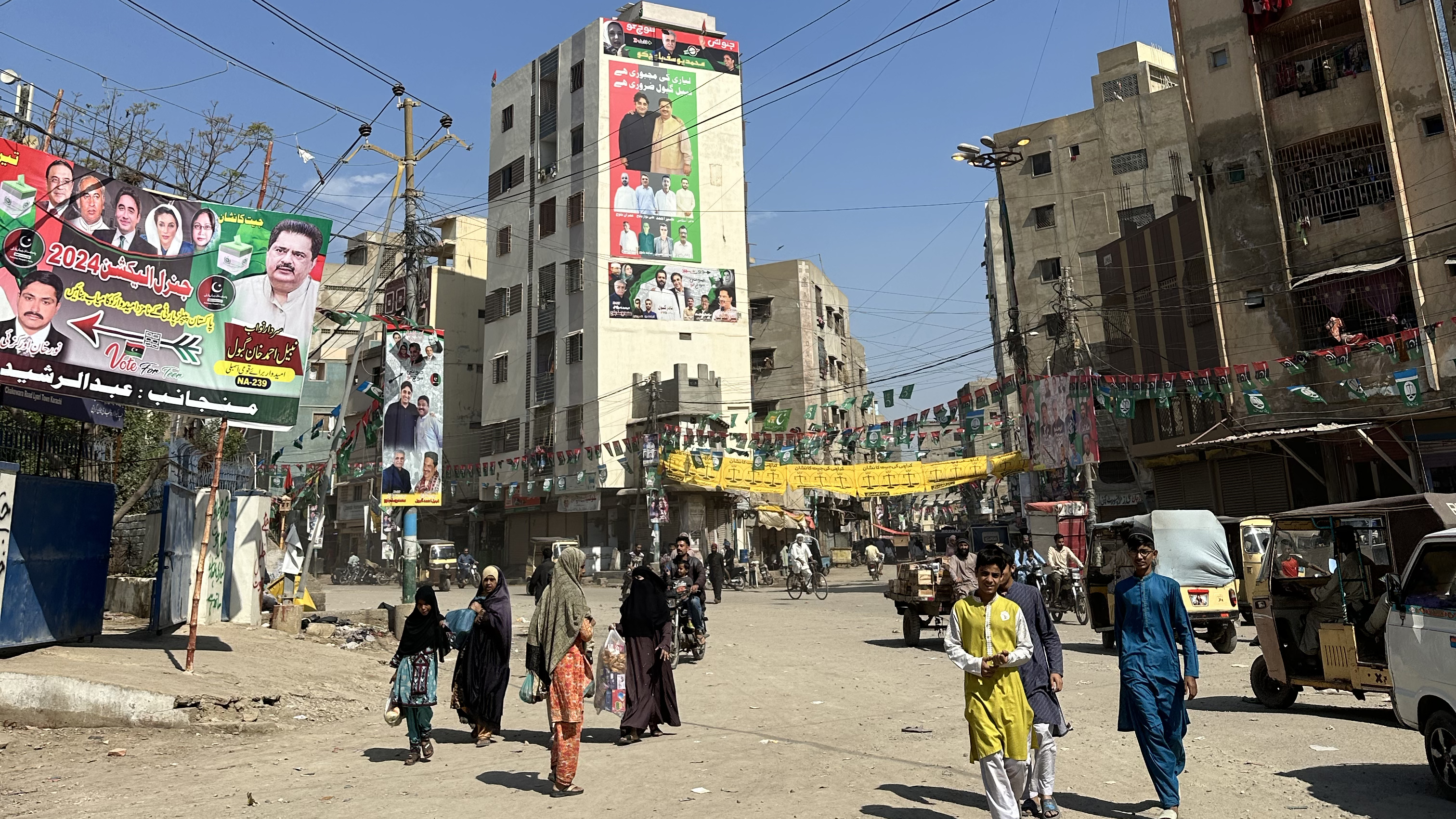 Lyari, a stronghold of the Pakistan People's Party, was eerily quiet on Thursday, February 8, 2024 [Alia Chughtai/Al Jazeera]