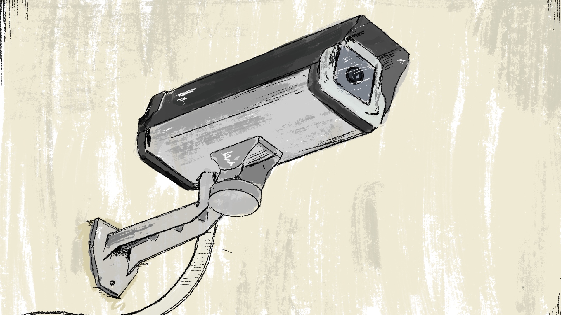 An illustration of a security camera on a wall.