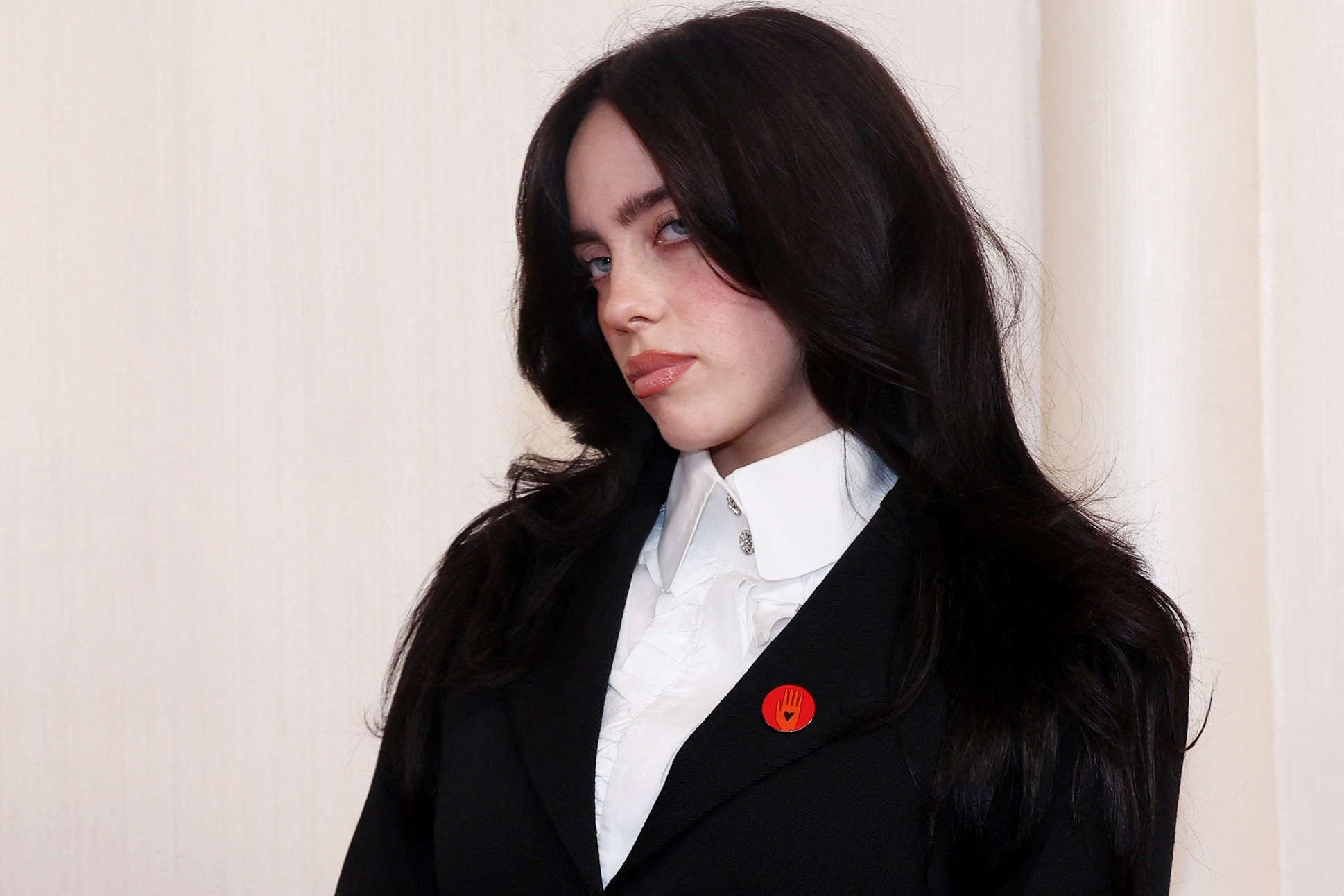 Billie Eilish poses on the red carpet during the Oscars arrivals at the 96th Academy Awards in Hollywood, Los Angeles, California, U.S., on March 10, 2024 [Aude Guerrucci/Reuters]