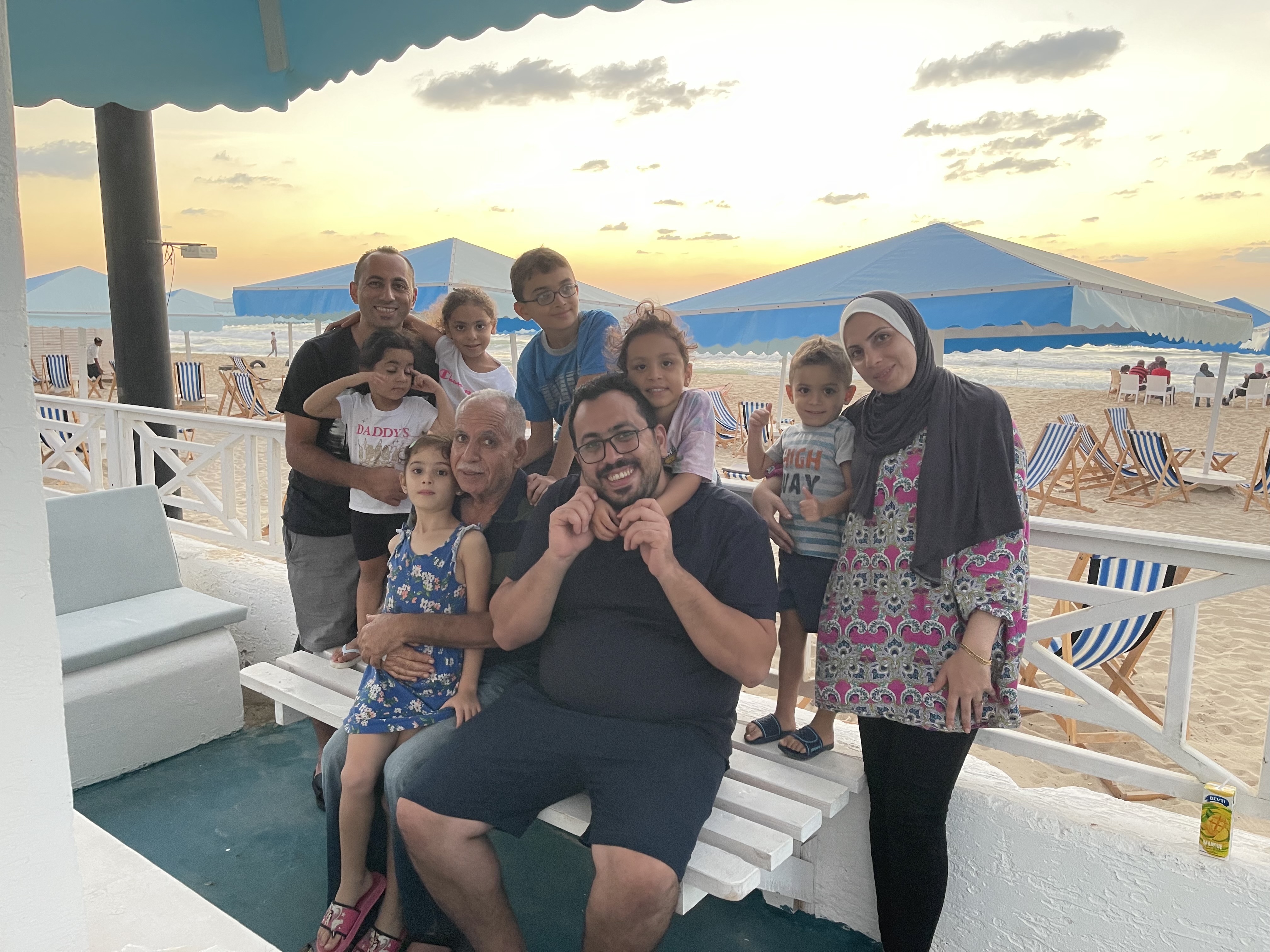 Palestinian Canadian Rami Aljadba (top left) and his family in Gaza