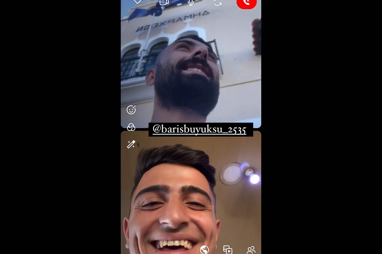 Buyuksu can be seen in the top section of this screenshot of a video call with a friend [Courtesy of Dilan Biyik, Buyuksu’s sister]