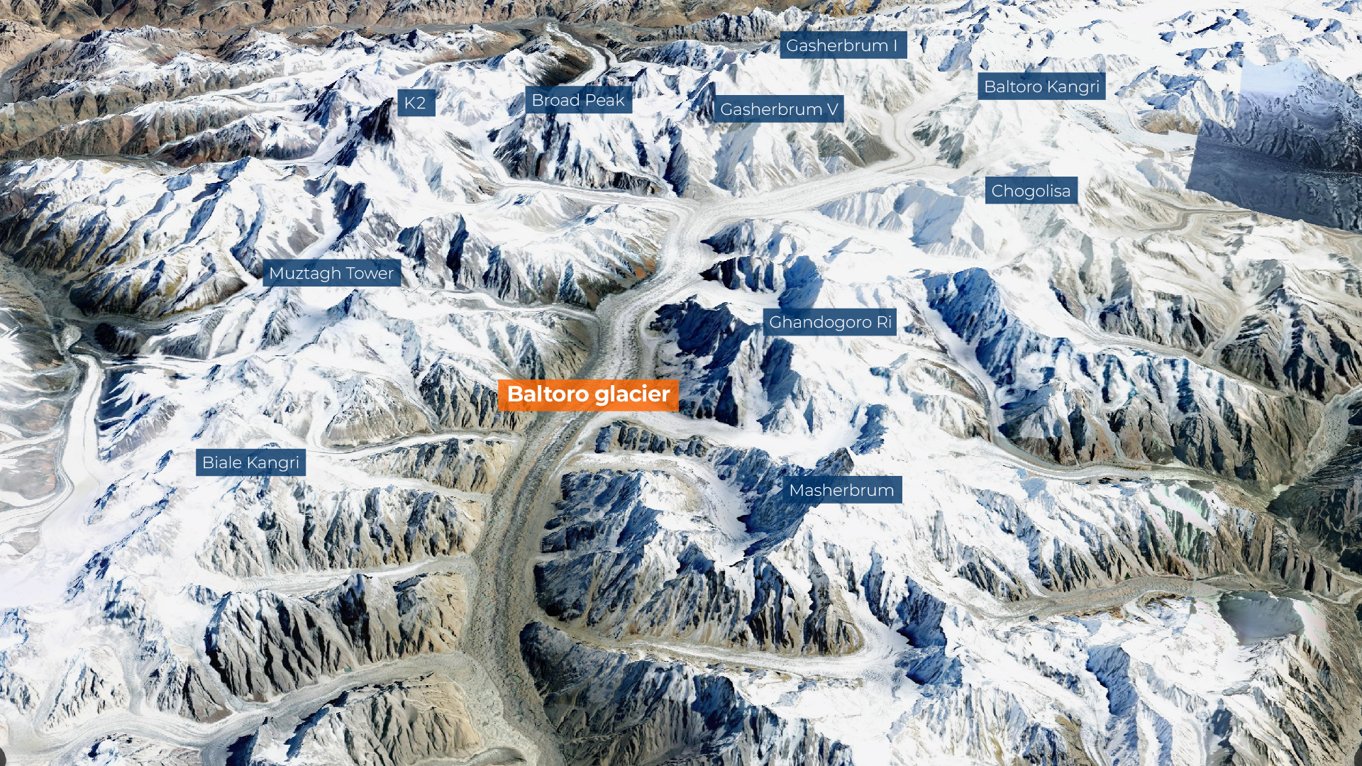 At 63km long, the Baltoro glacier is one of the world's largest outside the polar regions