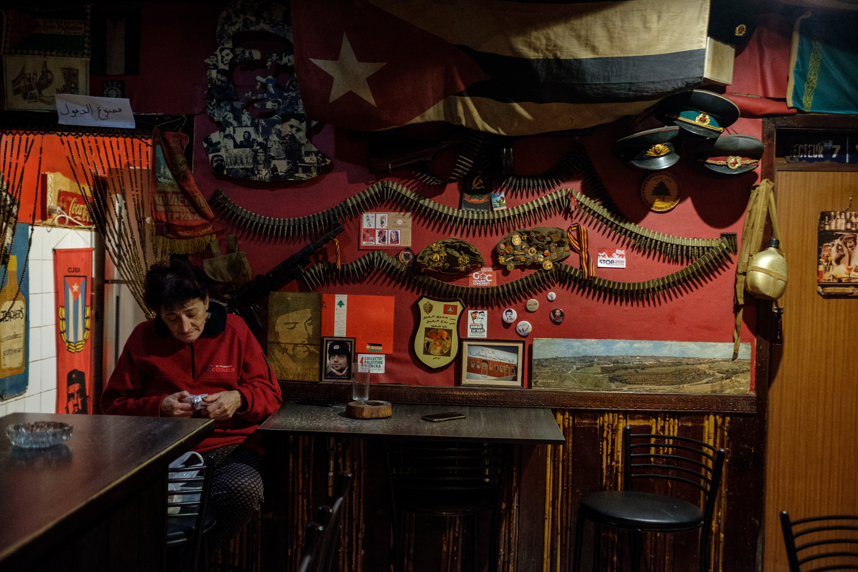 Em Elia in Abou Elie communist bar the Yacoubian building, Beirut Lebanon