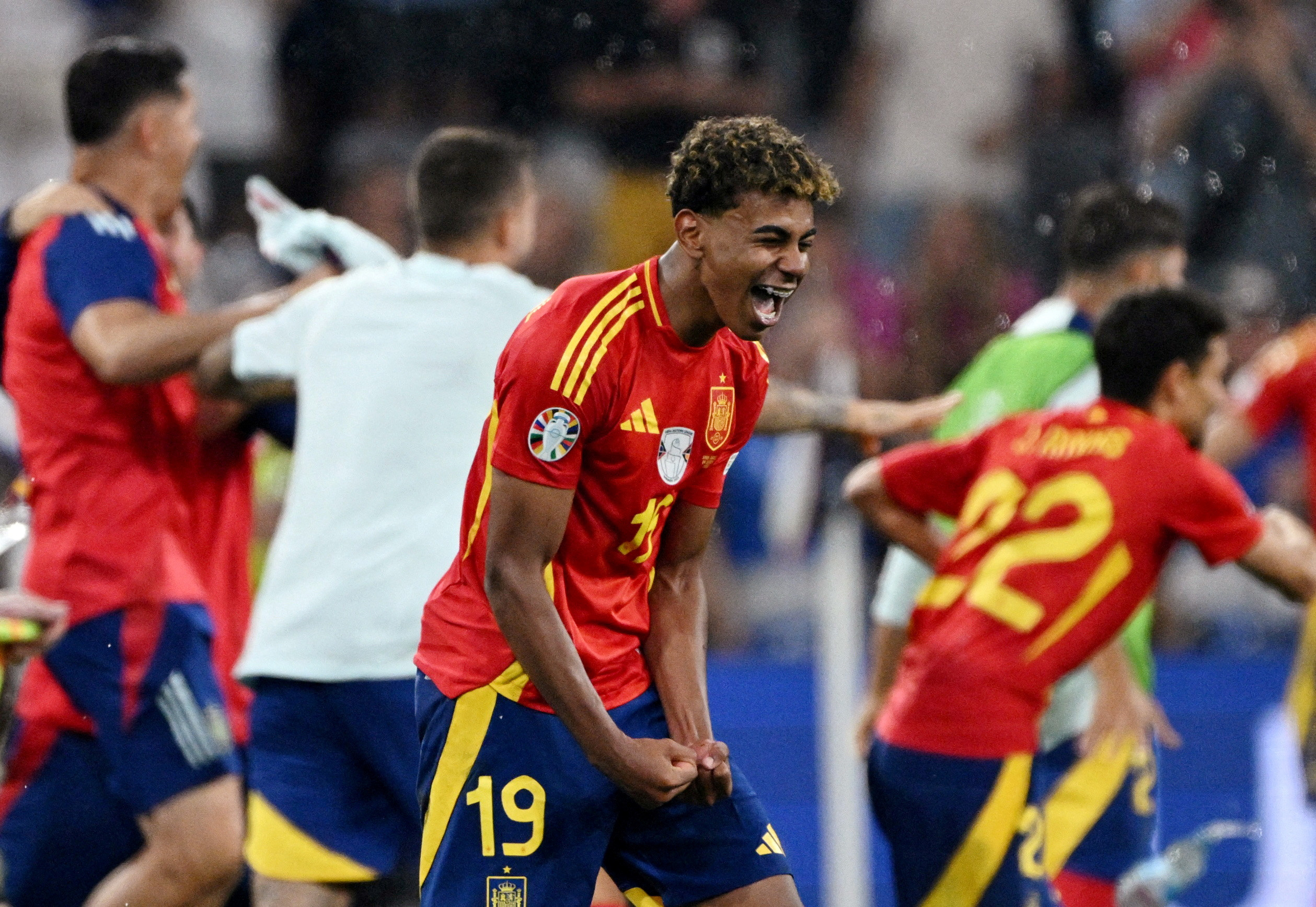 Soccer Football - Euro 2024 - Semi Final - Spain v France - Munich Football Arena, Munich, Germany - July 9, 2024 Spain's Lamine Yamal celebrates after the match REUTERS/Annegret Hilse TPX IMAGES OF THE DAY