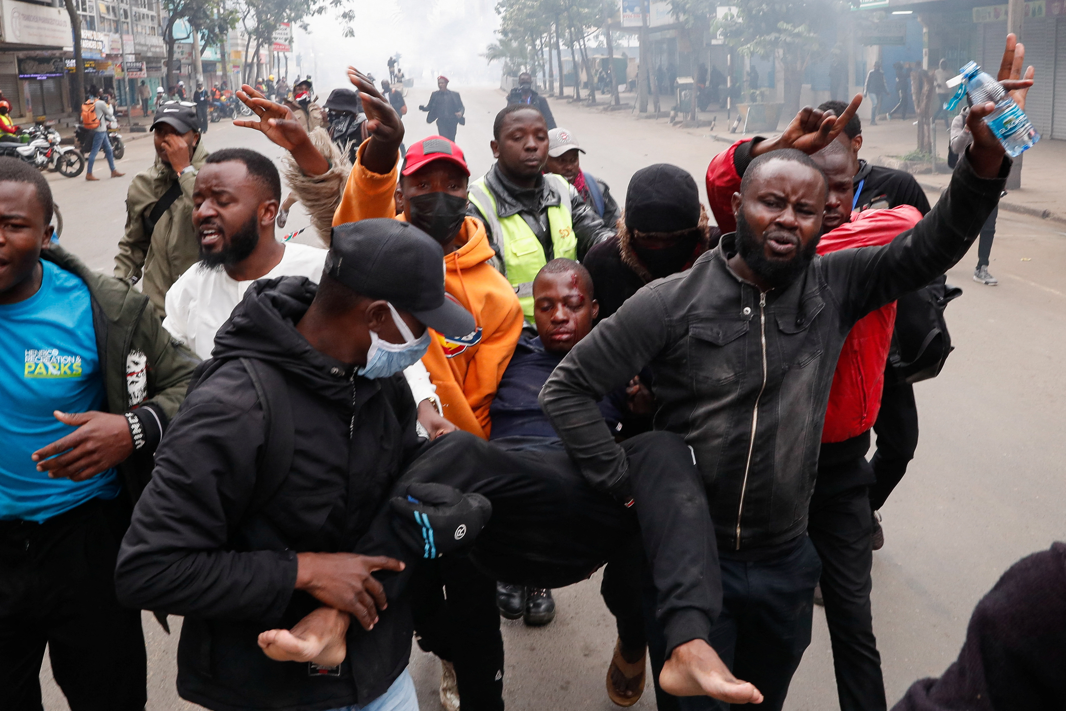 Protesters participate in an anti-government demonstration