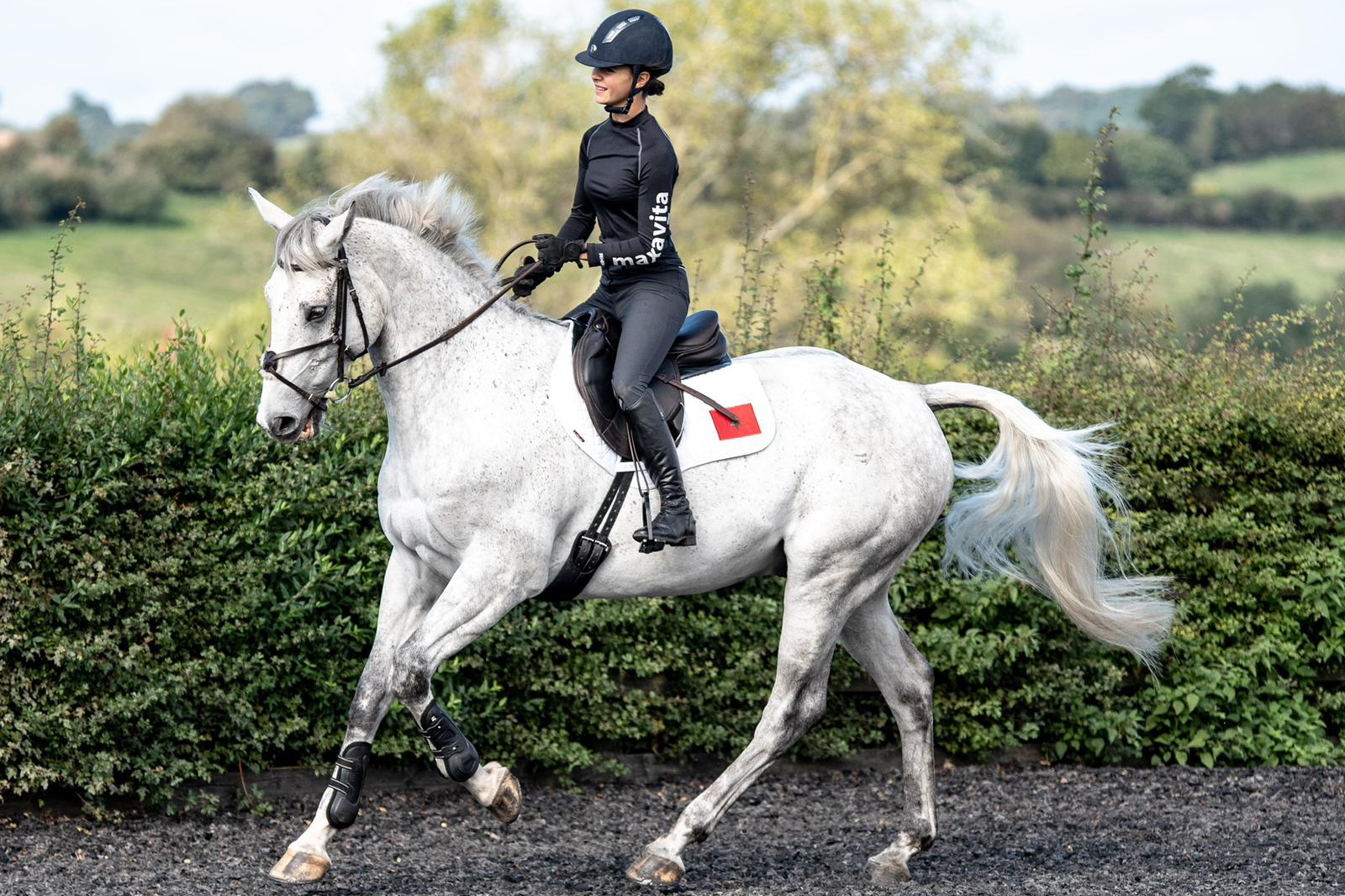Nour Slaoui riding her horse.