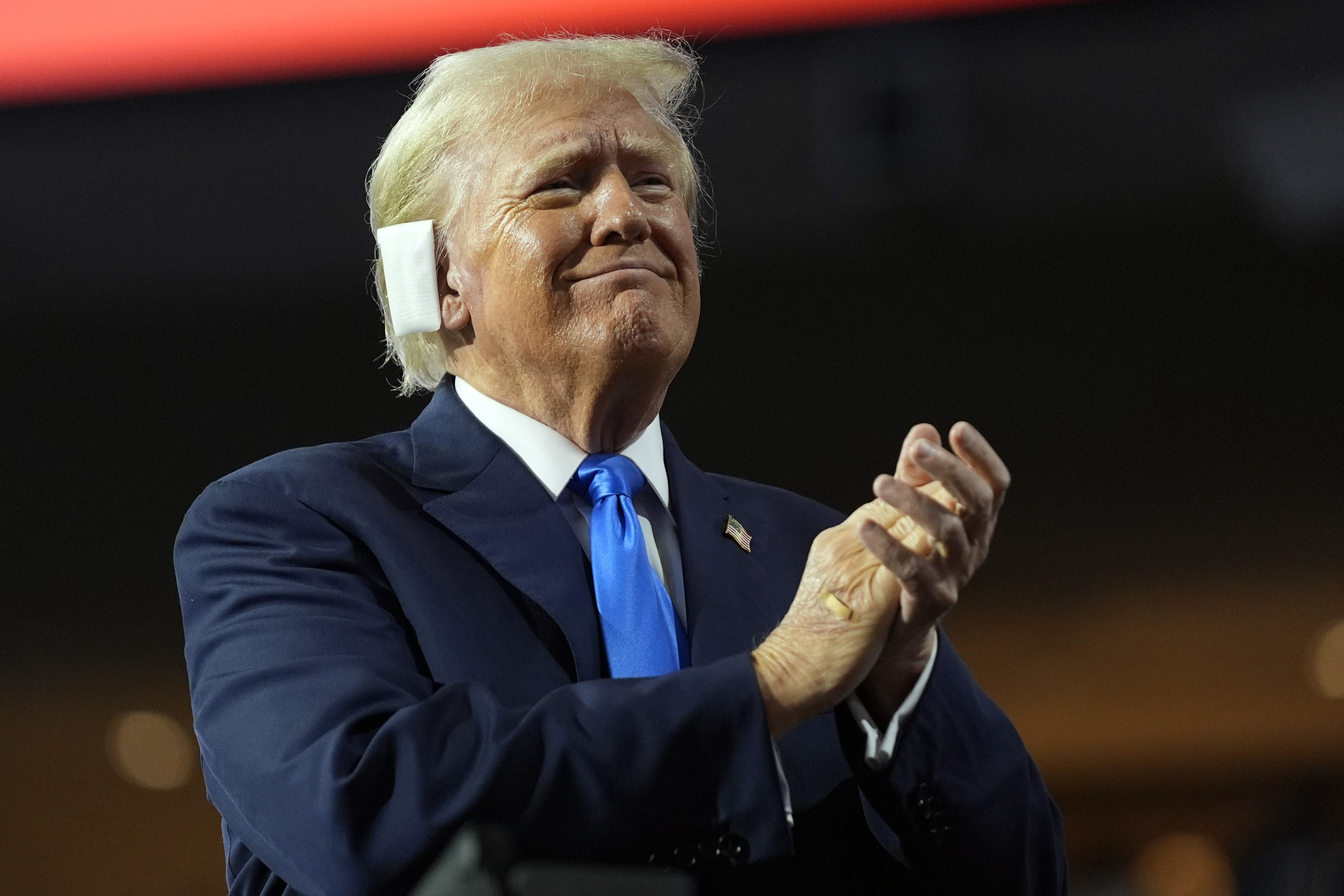 Republican presidential candidate and former US president, Donald Trump, arrives during the second day of the Republican National Convention at the Fiserv Forum in Milwaukee on Tuesday