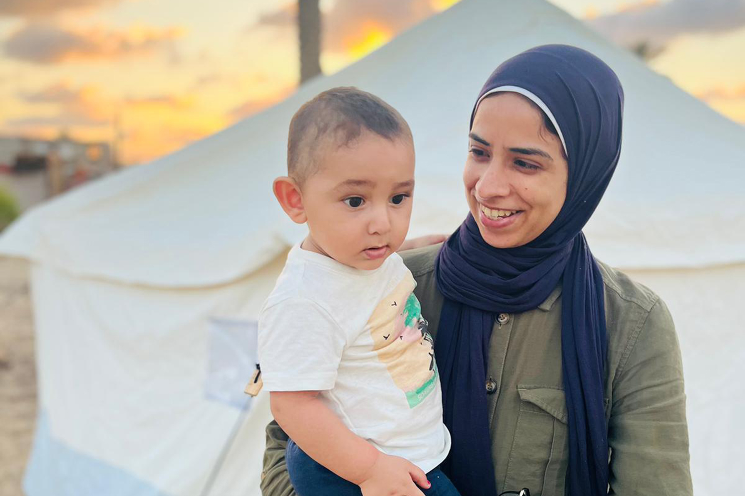 Maram and Eyas visit a friend in al-Mawasi camp [Courtesy of Maram Humaid]