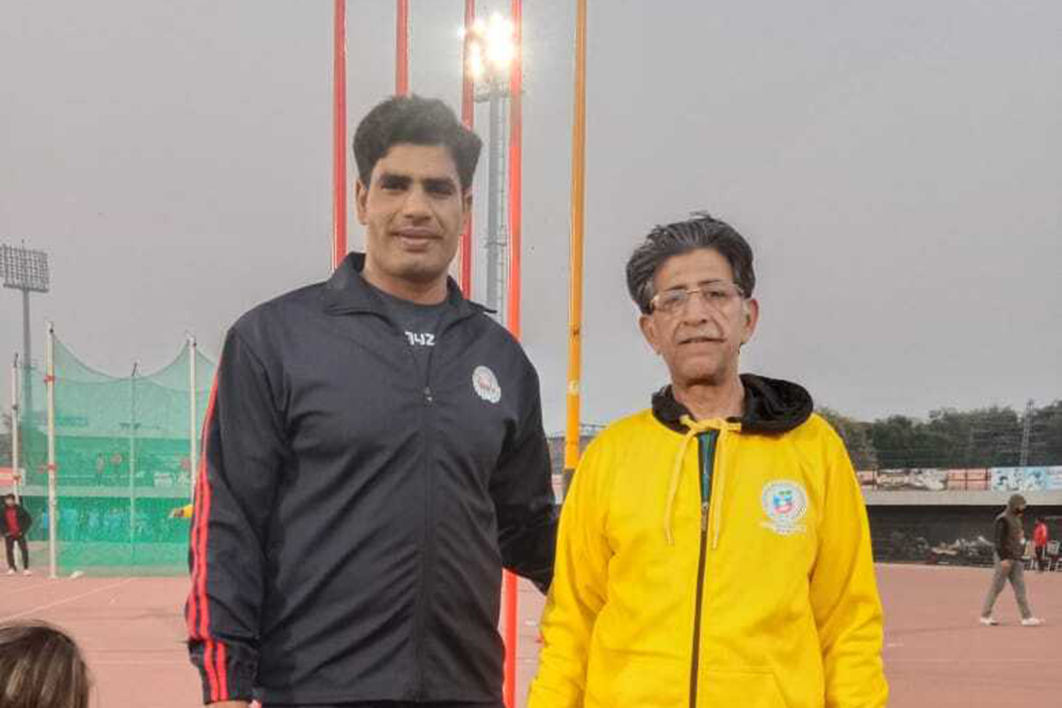 Nadeem and Saqi at Punjab Stadium in Lahore [Courtesy of Rasheed Ahmed Saqi]