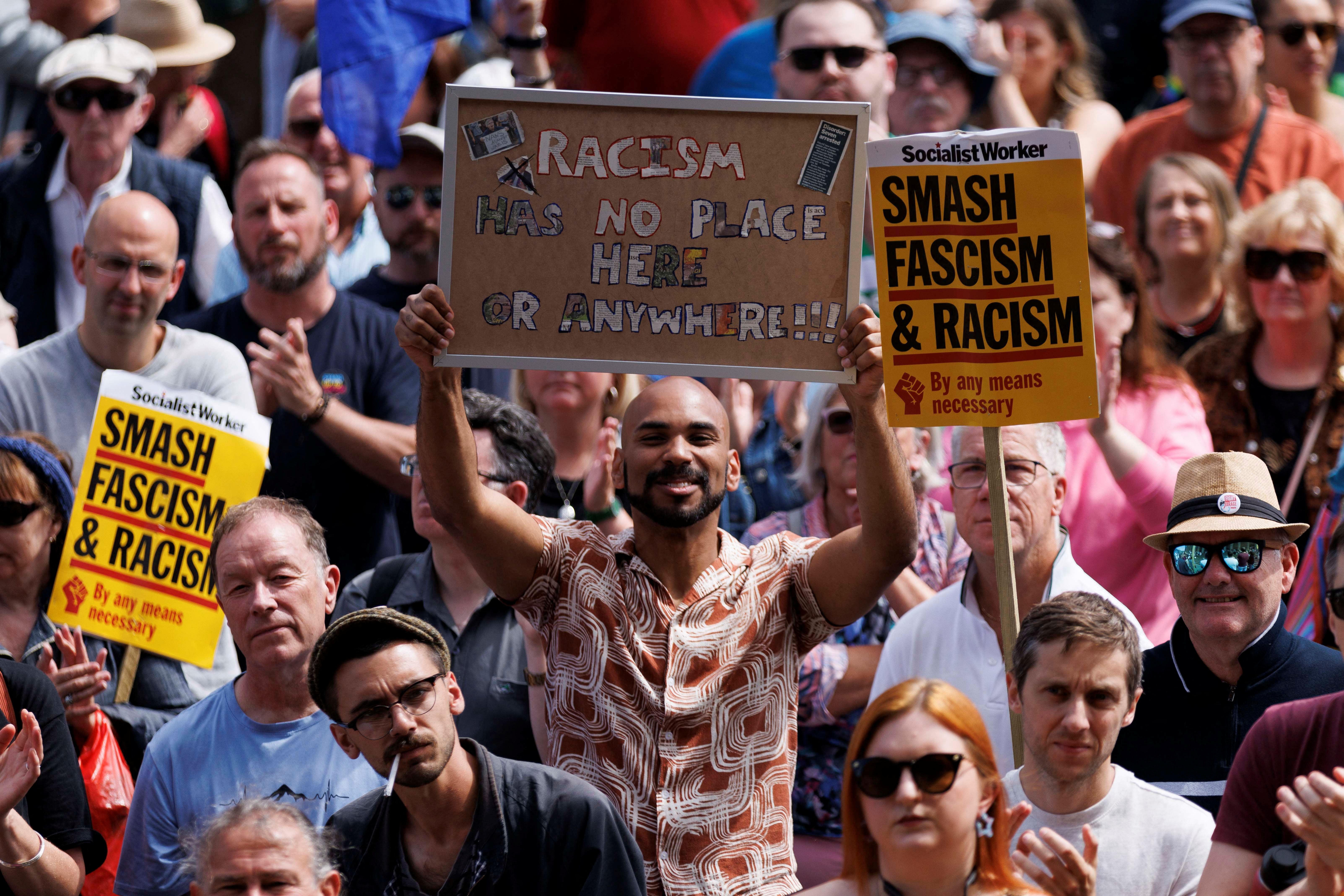 anti-racism protesters gather