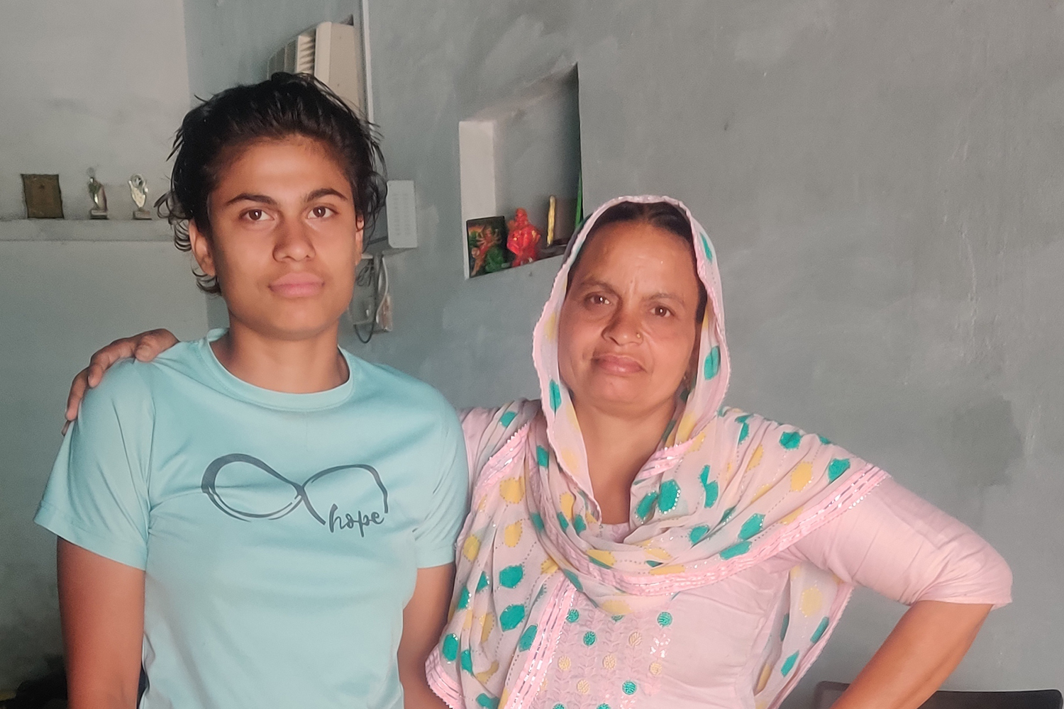 Esha-Mamta: Esha with her mother, Mamta, at Virendra Dalal's wrestling academy in Chhara village, Haryana. Photo credit: Suparna Sharma