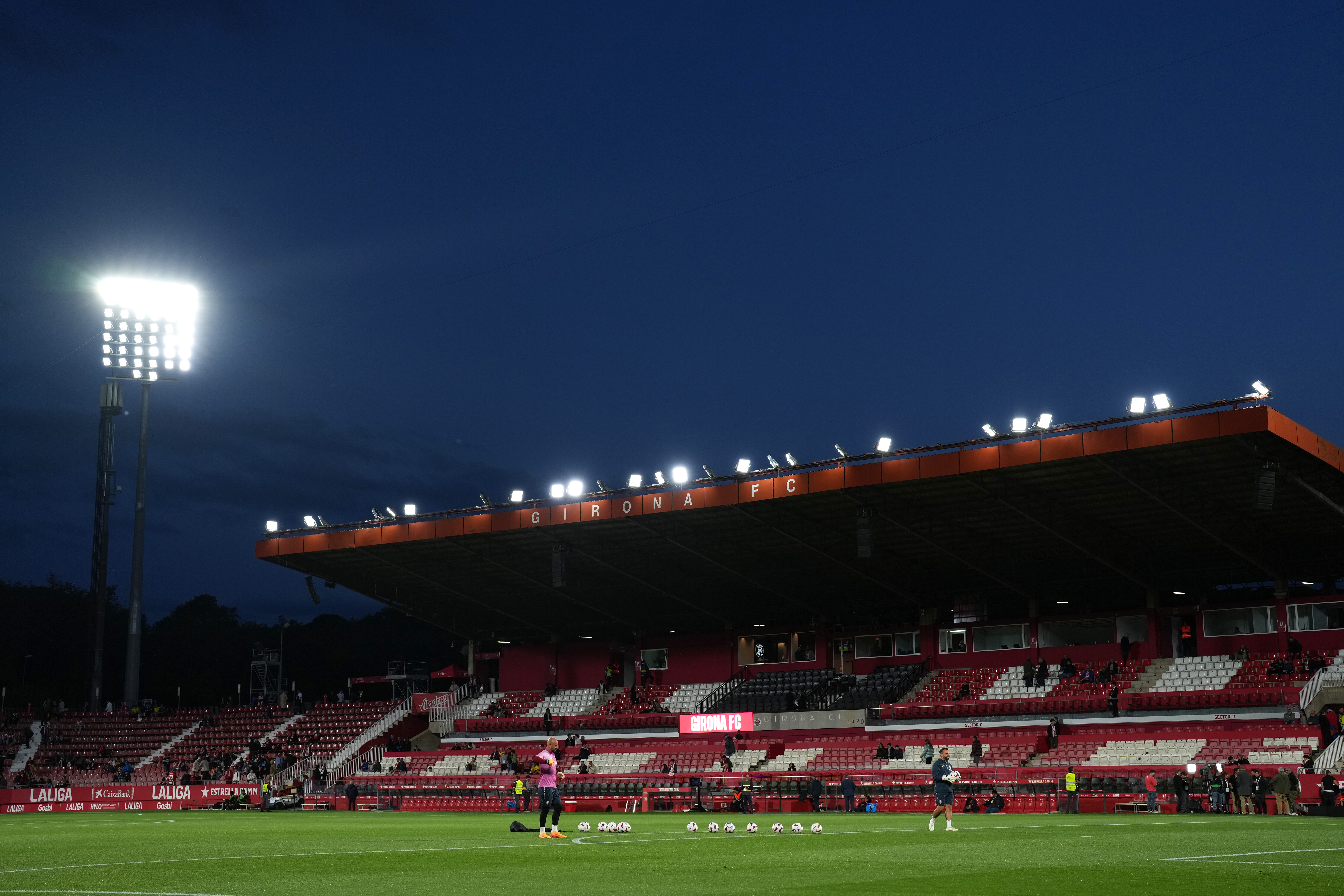 GIRONA, SPAIN - MAY 14: General view inside the stadium prior to the LaLiga EA Sports match between Girona FC and Villarreal CF at Montilivi Stadium on May 14, 2024 in Girona, Spain. (Photo by Alex Caparros/Getty Images)