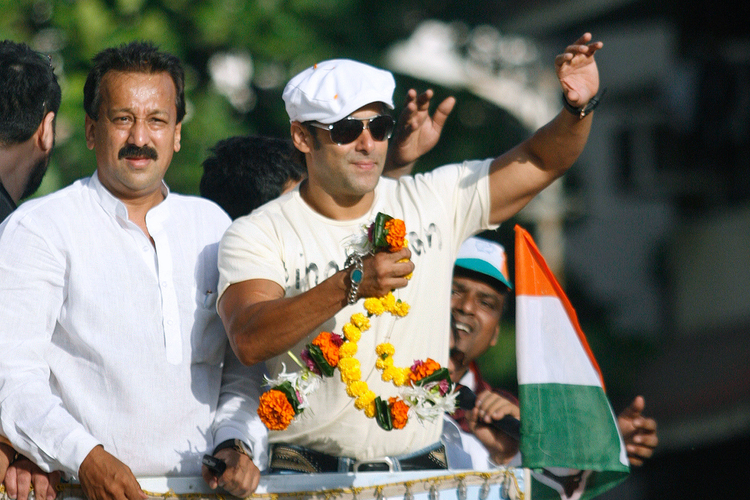 Siddique, left, with Bollywood actor Salman Khan during an election rally in 2009