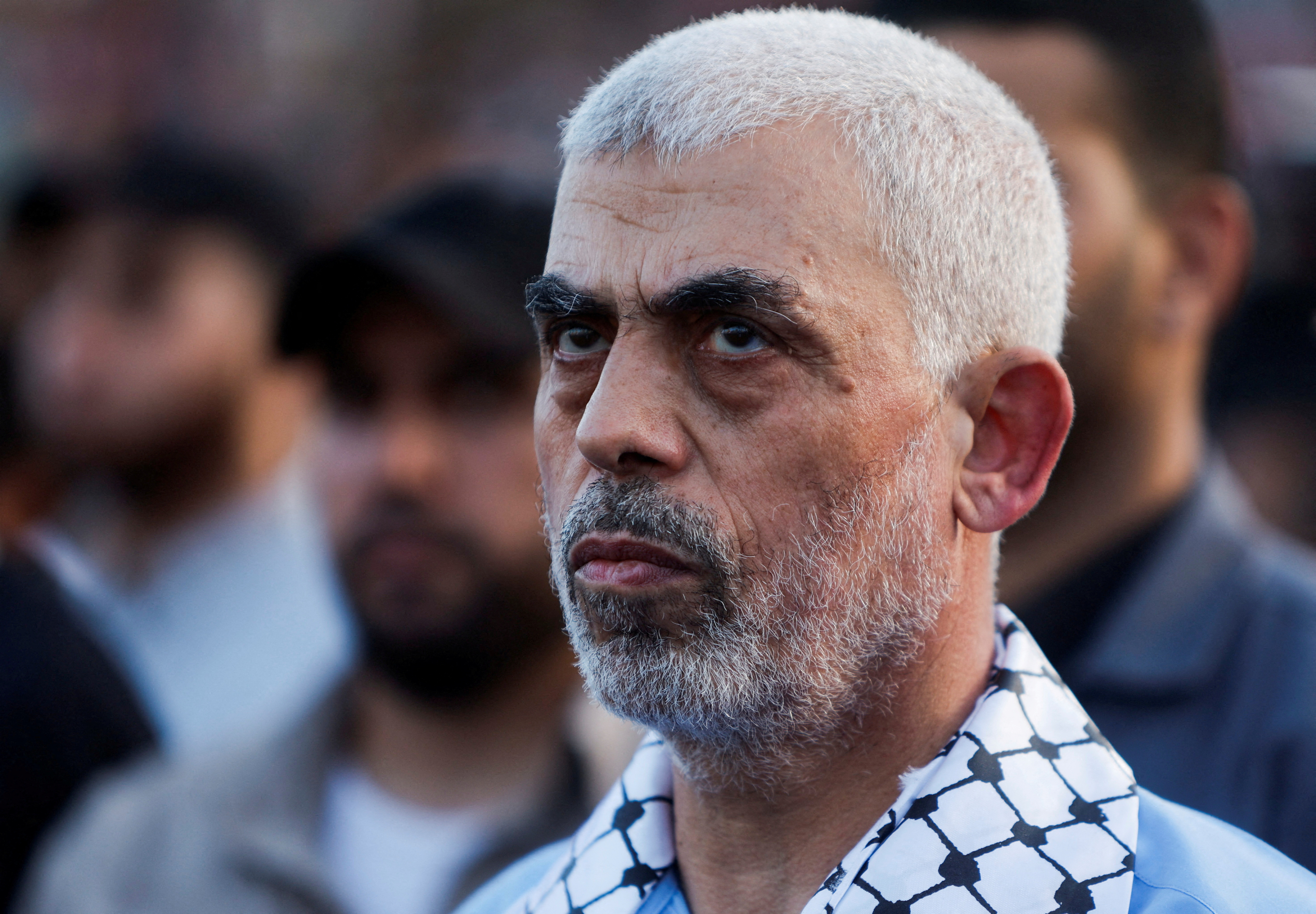 Hamas leader Yahya Sinwar in Gaza City, October 1, 2022. [Mohammed Salem/Reuters/File]