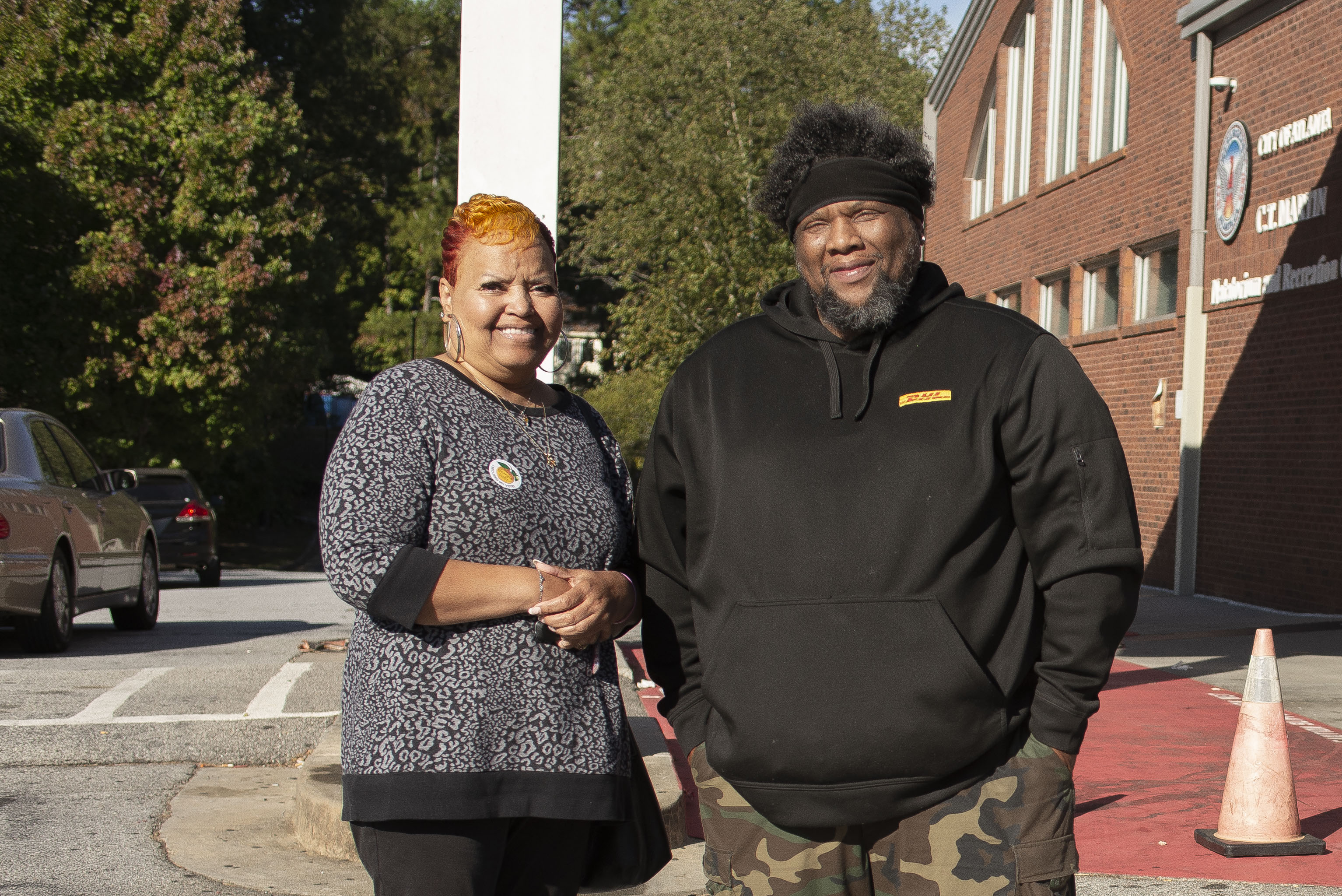 Carolyn Sanders and Detoine Sanders vote in southwest Atlanta, Georgia