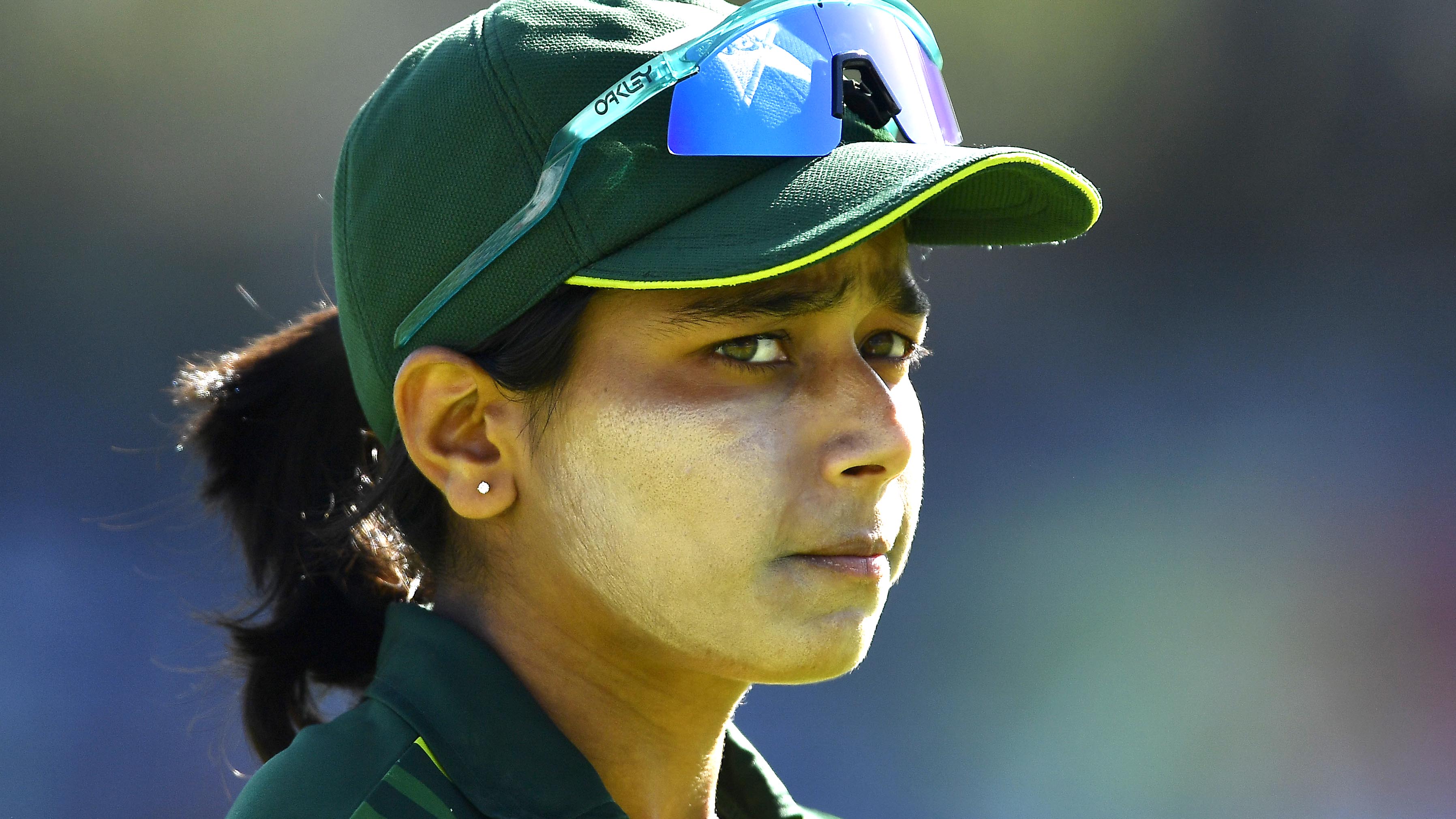 CAPE TOWN, SOUTH AFRICA - FEBRUARY 21: Fatima Sana of Pakistan during the ICC Women's T20 World Cup match between England and Pakistan at Newlands Cricket Ground on February 21, 2023 in Cape Town, South Africa. (Photo by Ashley Vlotman/Gallo Images)