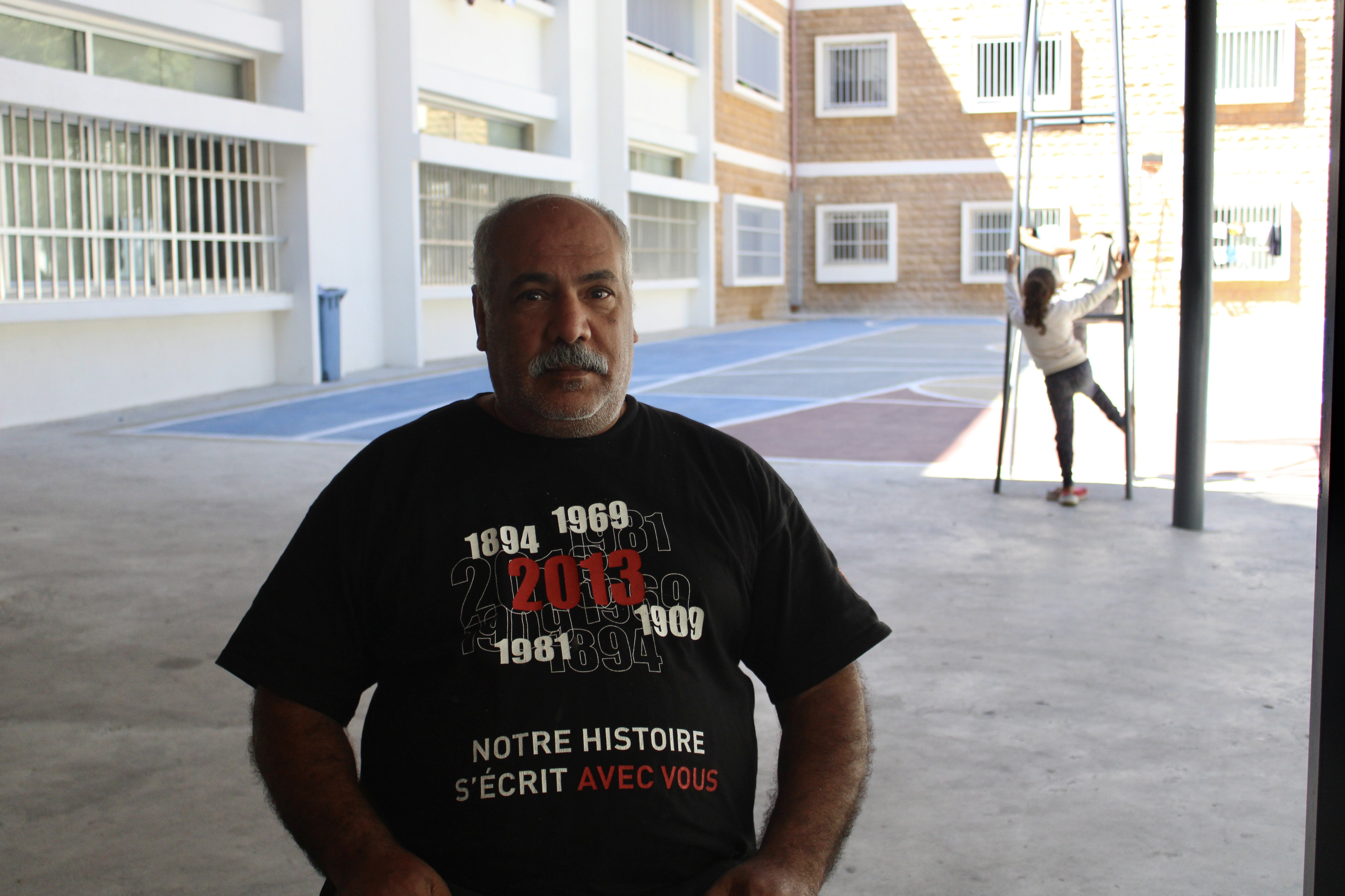 Egyptian baker Mohamad Jaber Sharif from Tyre is sheltering at Khalid Jumblatt Public School after fleeing Israeli air attacks on southern Lebanon