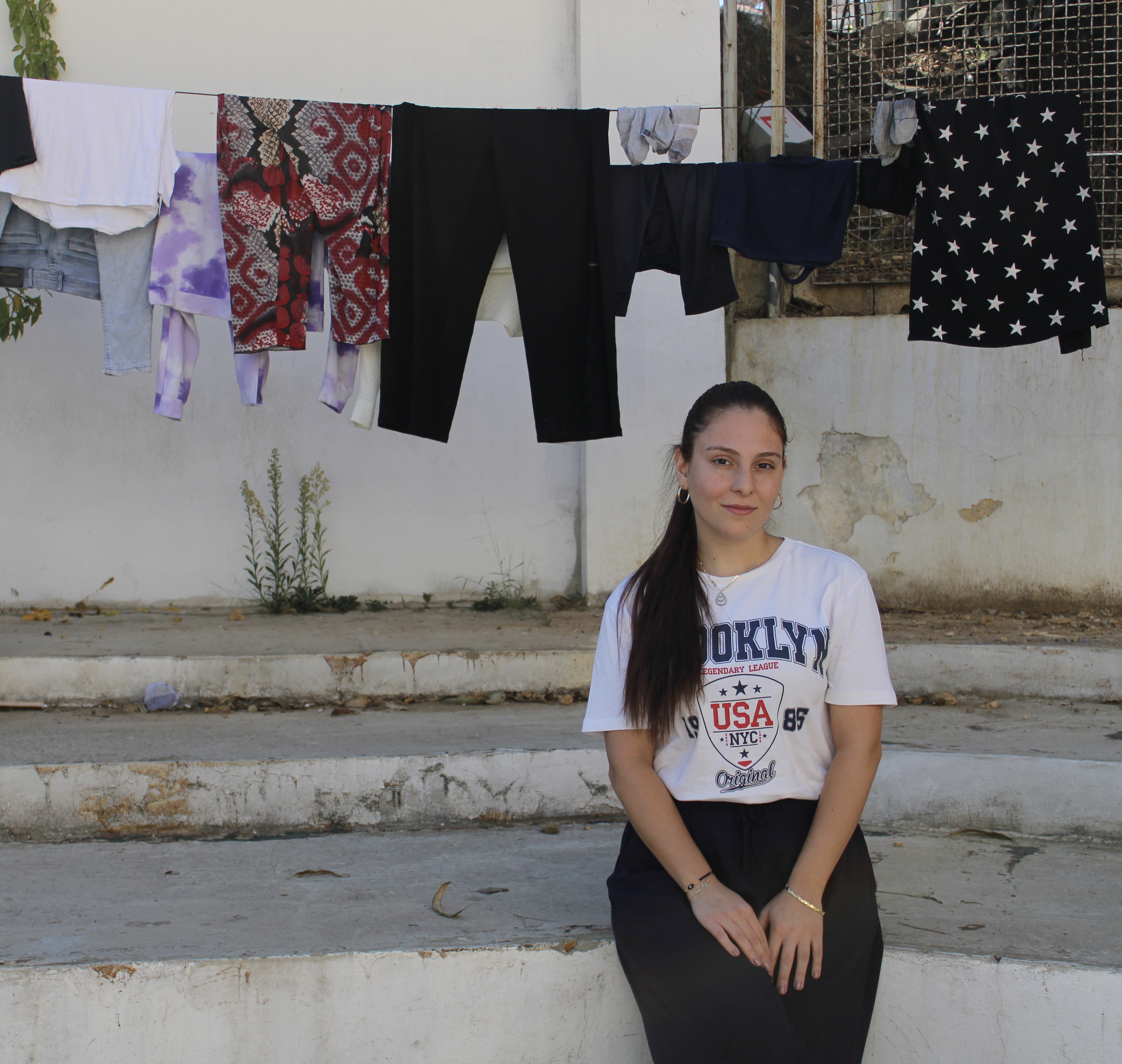 Volunteer Reina al-Indari, 23, at Maroun Abboud High School in Aley