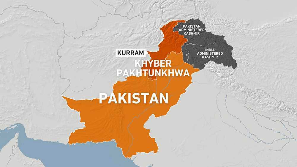 Map of Pakistan showing Kurram district, Khyber Pakhtunkhwa province