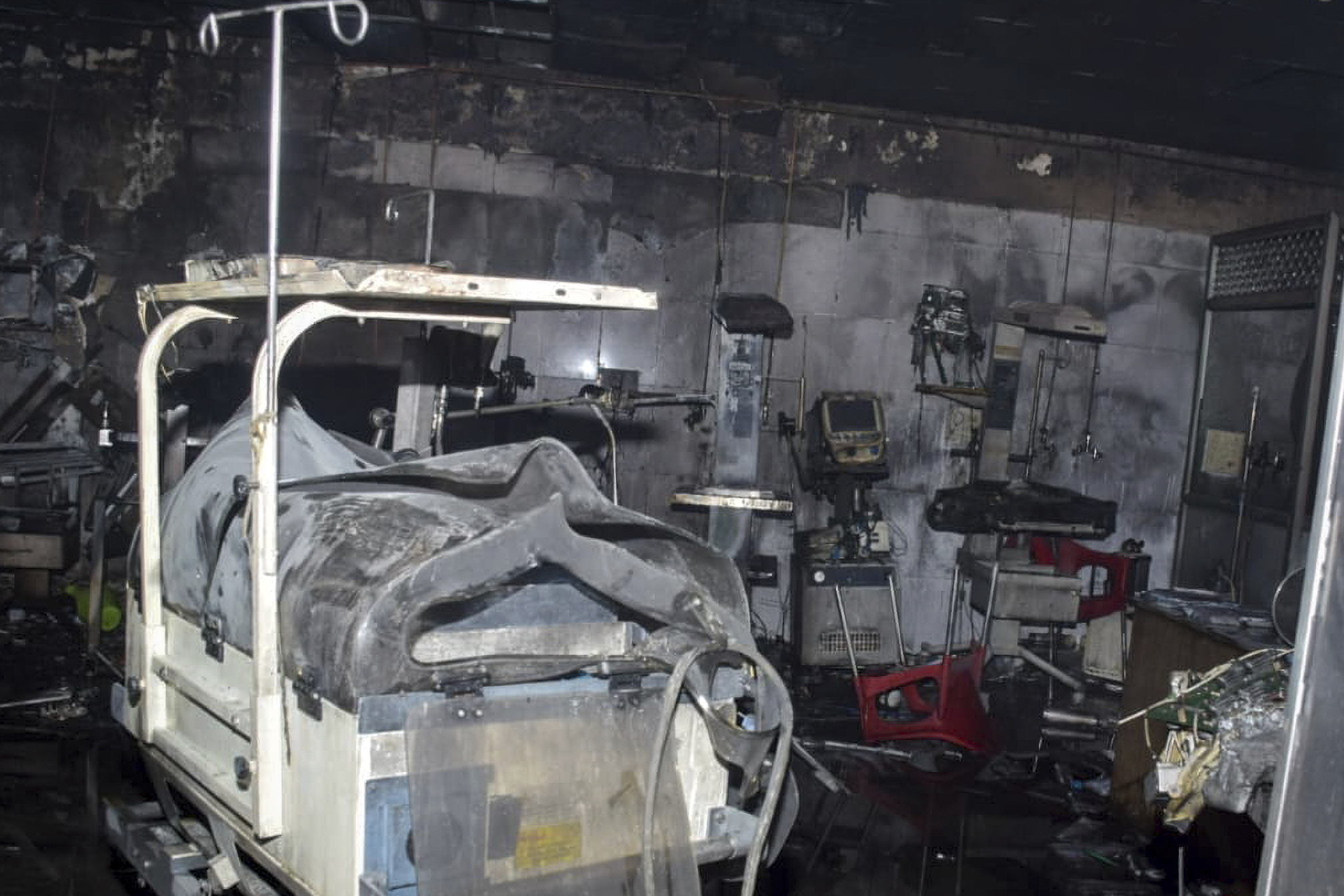 Equipment damaged by the fire in the hospital’s neonatal intensive care unit [AP Photo]