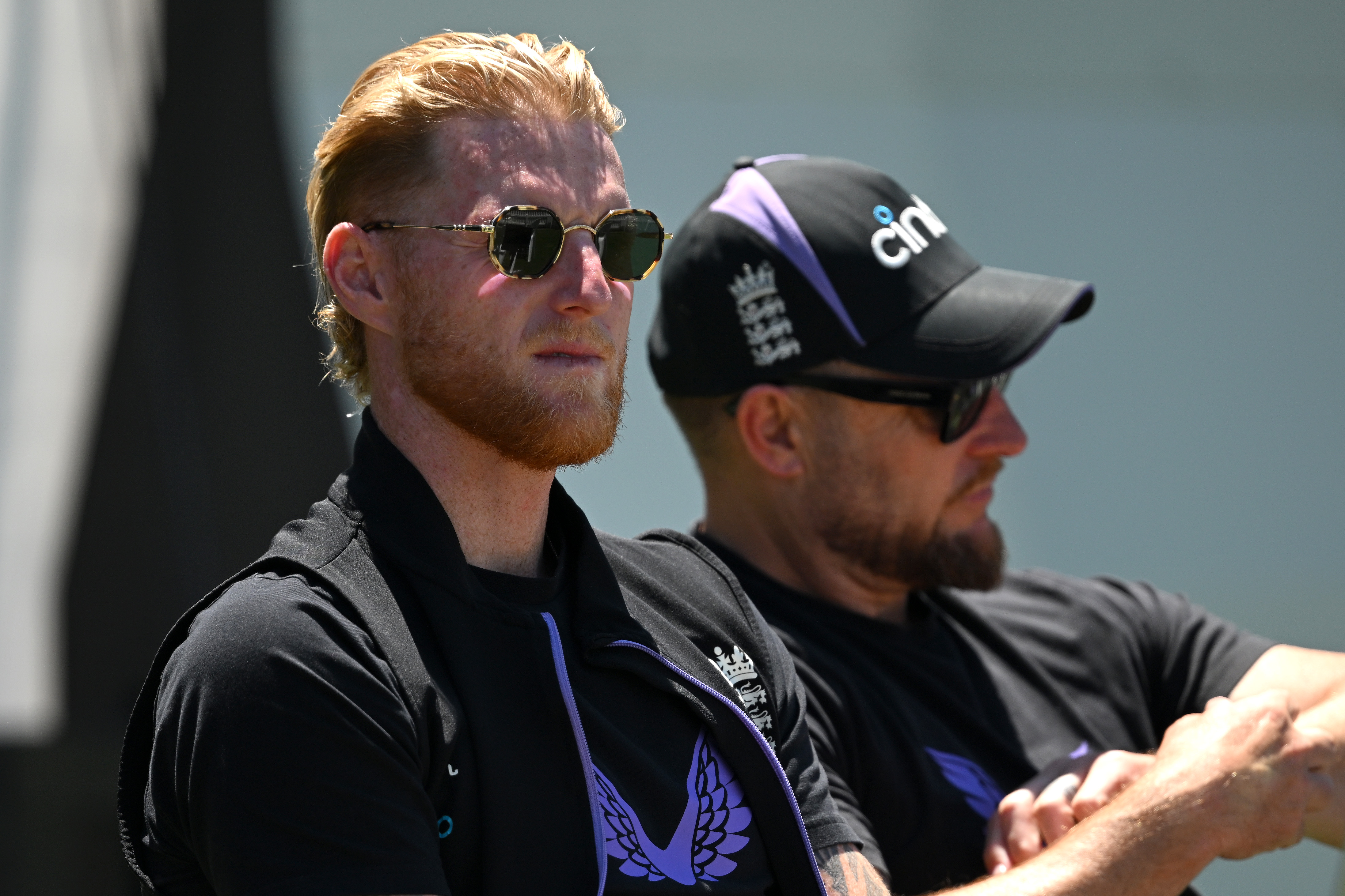 Ben Stokes and coach Brendon McCullum of England