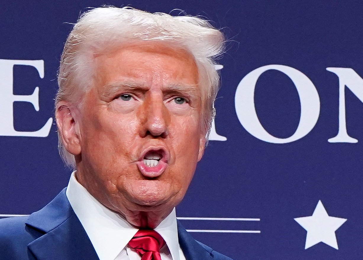 Trump speaks during a House Republican members