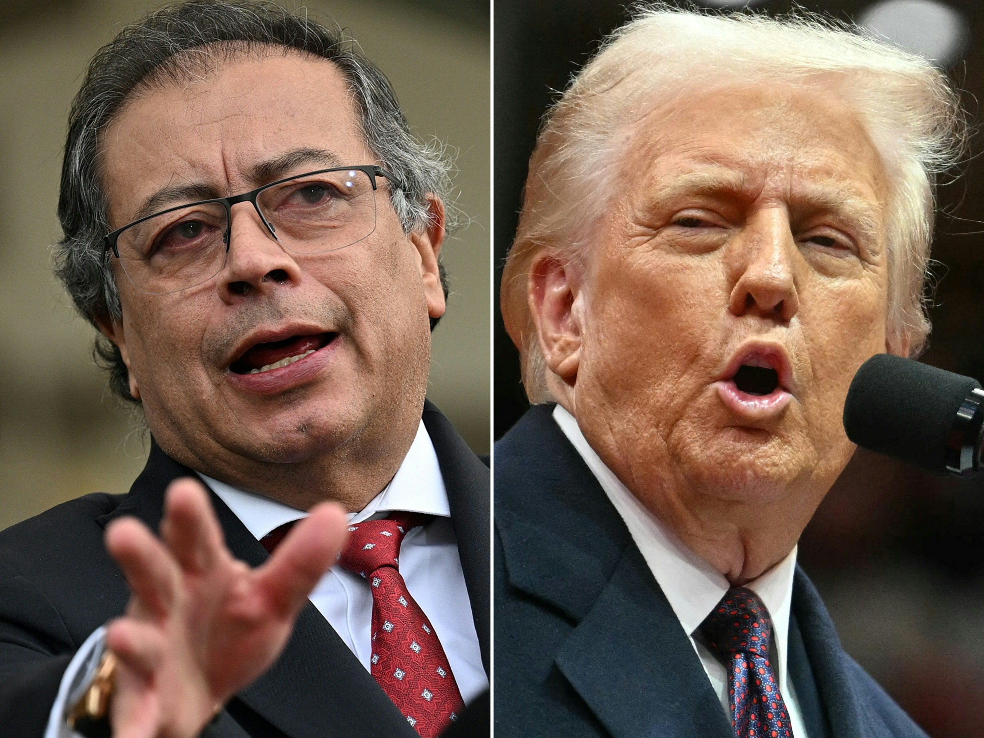 A combination of pictures shows Colombian President Gustavo Petro (L) and US President Donald Trump.