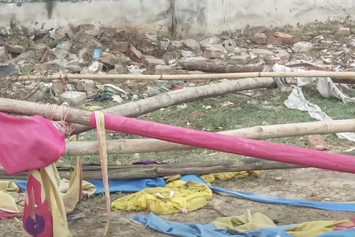 Women's football match was called off after locals vandalized the venue in Bangladesh [Screen grab/ Channel 24]