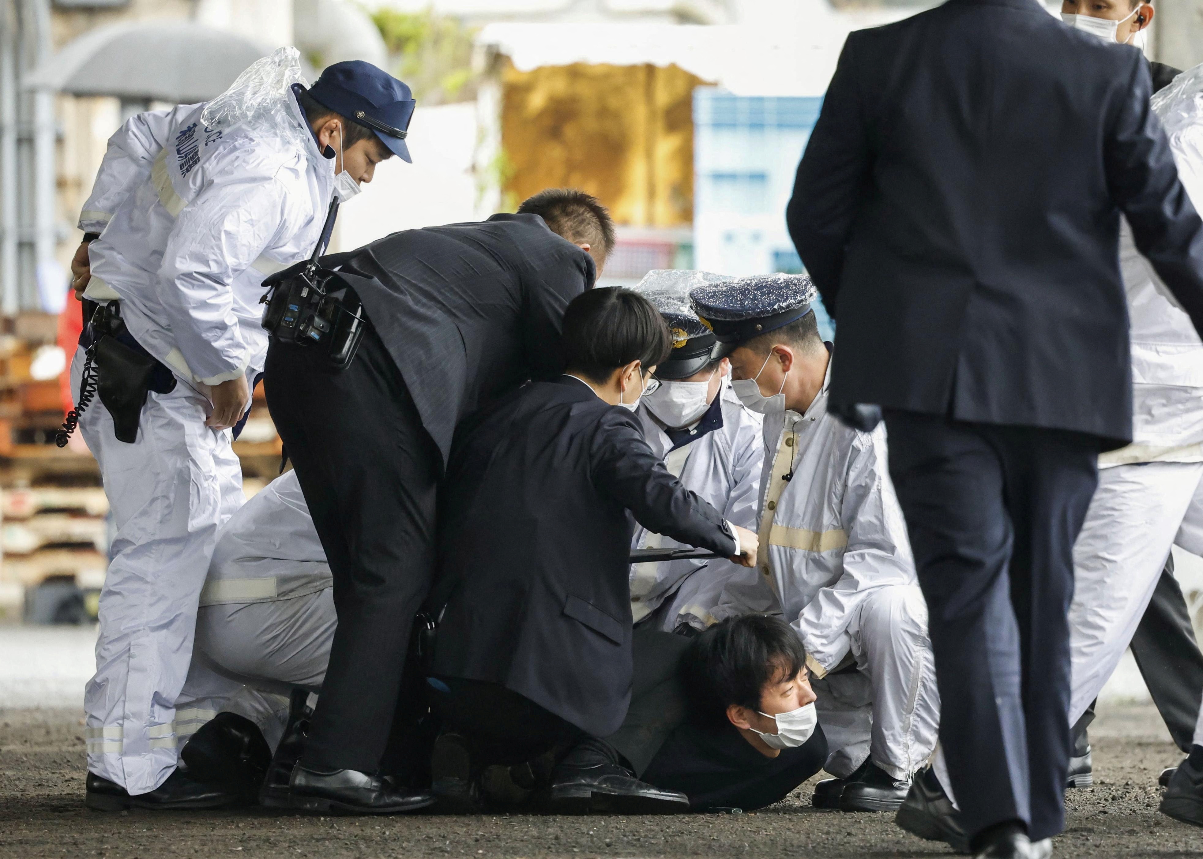 suspect who threw a pipe-like object near Japanese PM Fumio Kishida in Wakayama