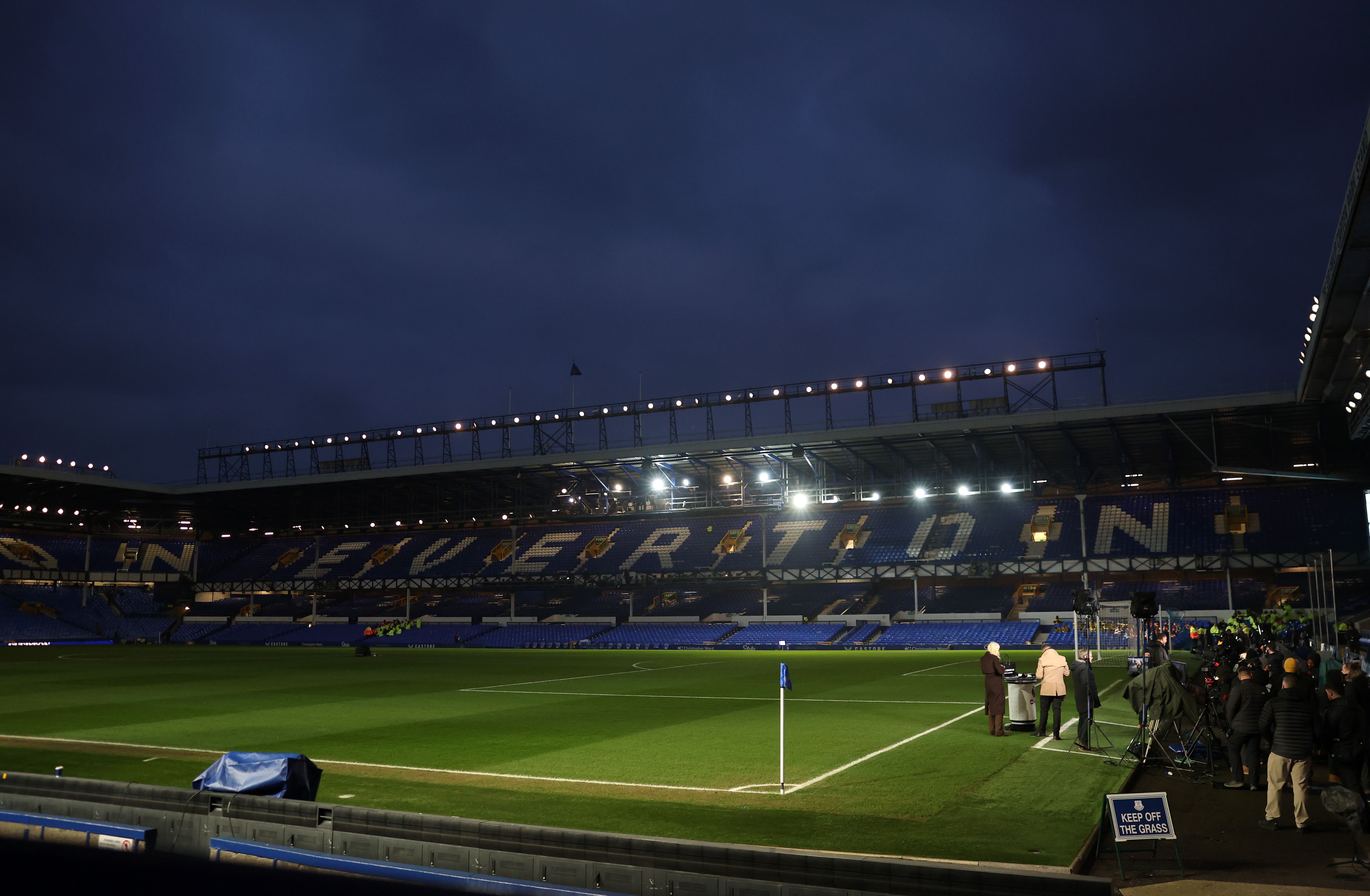 LIVERPOOL, ENGLAND - FEBRUARY 12: A general view inside of the stadium ahead of the Premier League match between Everton FC and Liverpool FC at Goodison Park on February 12, 2025 in Liverpool, England. (Photo by Carl Recine/Getty Images)