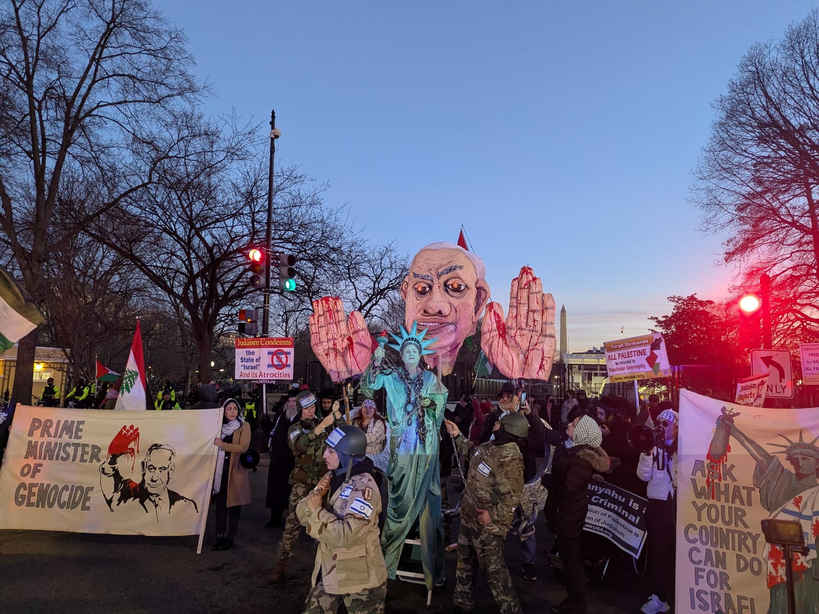 A crowd of pro-Palestine protestors