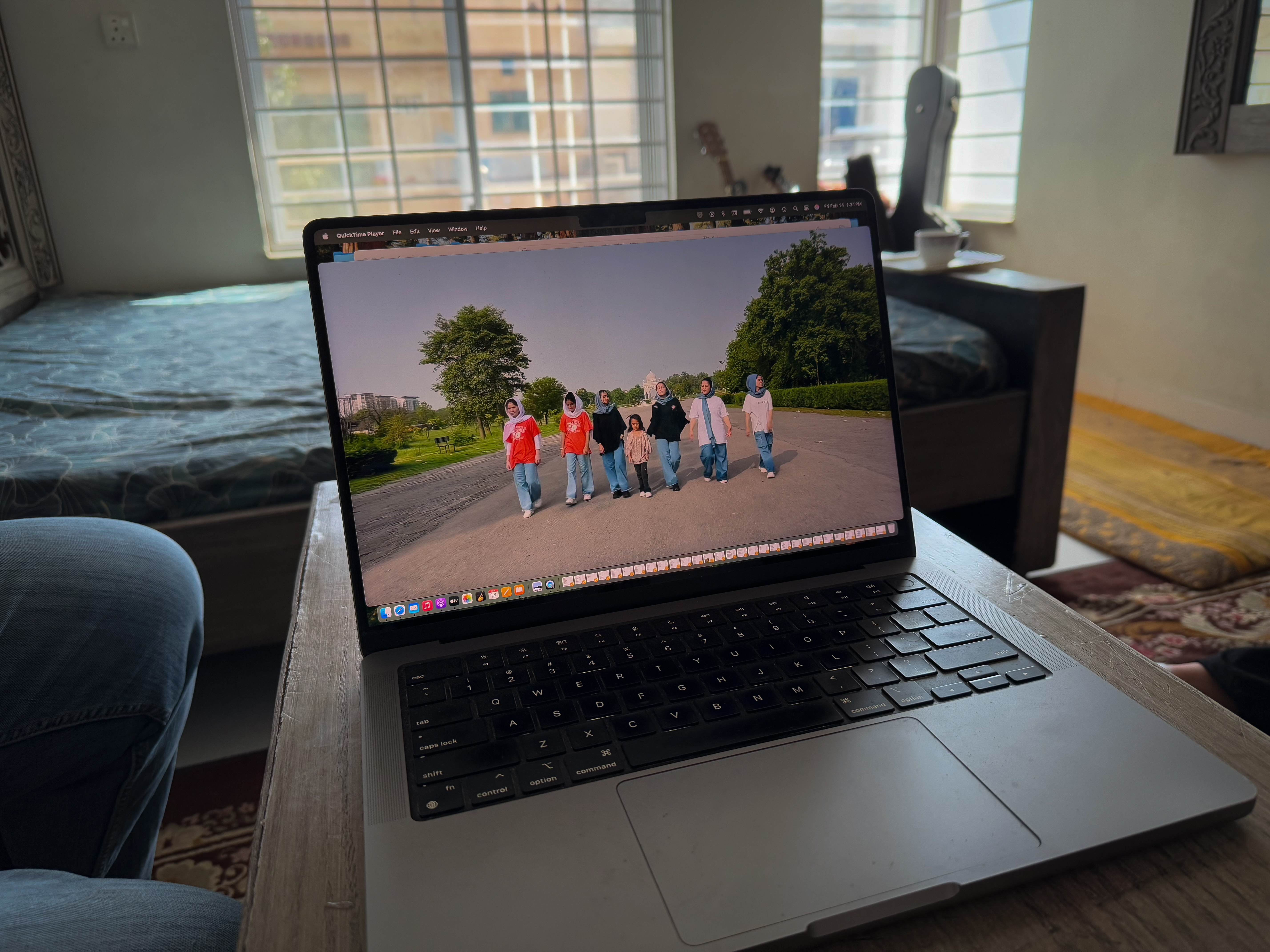 Cordola shows on his laptop an unreleased music video of the girls singing a rendition of Sia’s track, Unstoppable, in Islamabad, Pakistan