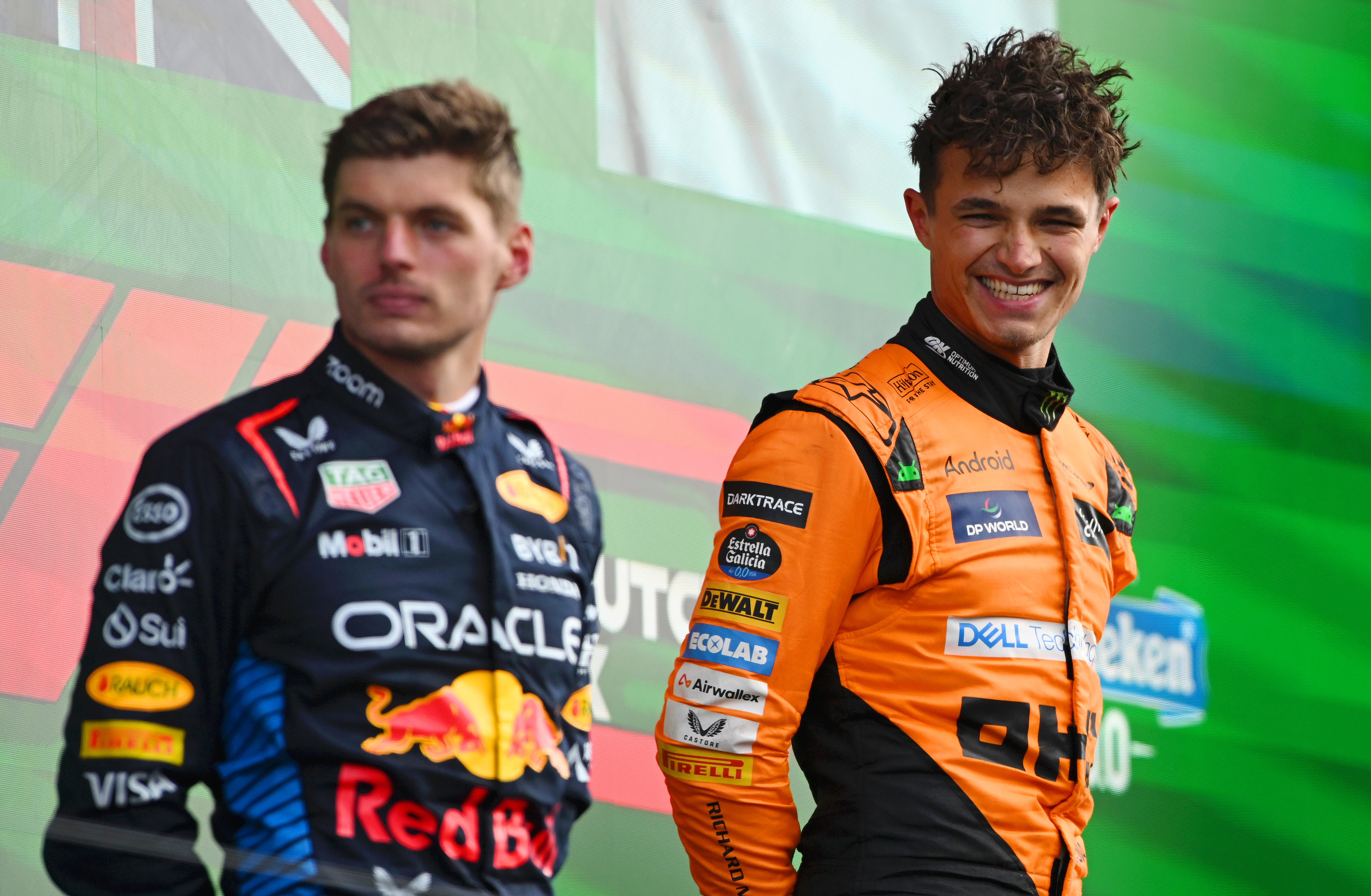Four-time reigning world champion Max Verstappen, left, starts the season as second favourite to Lando Norris in the race for the 2025 F1 drivers title
