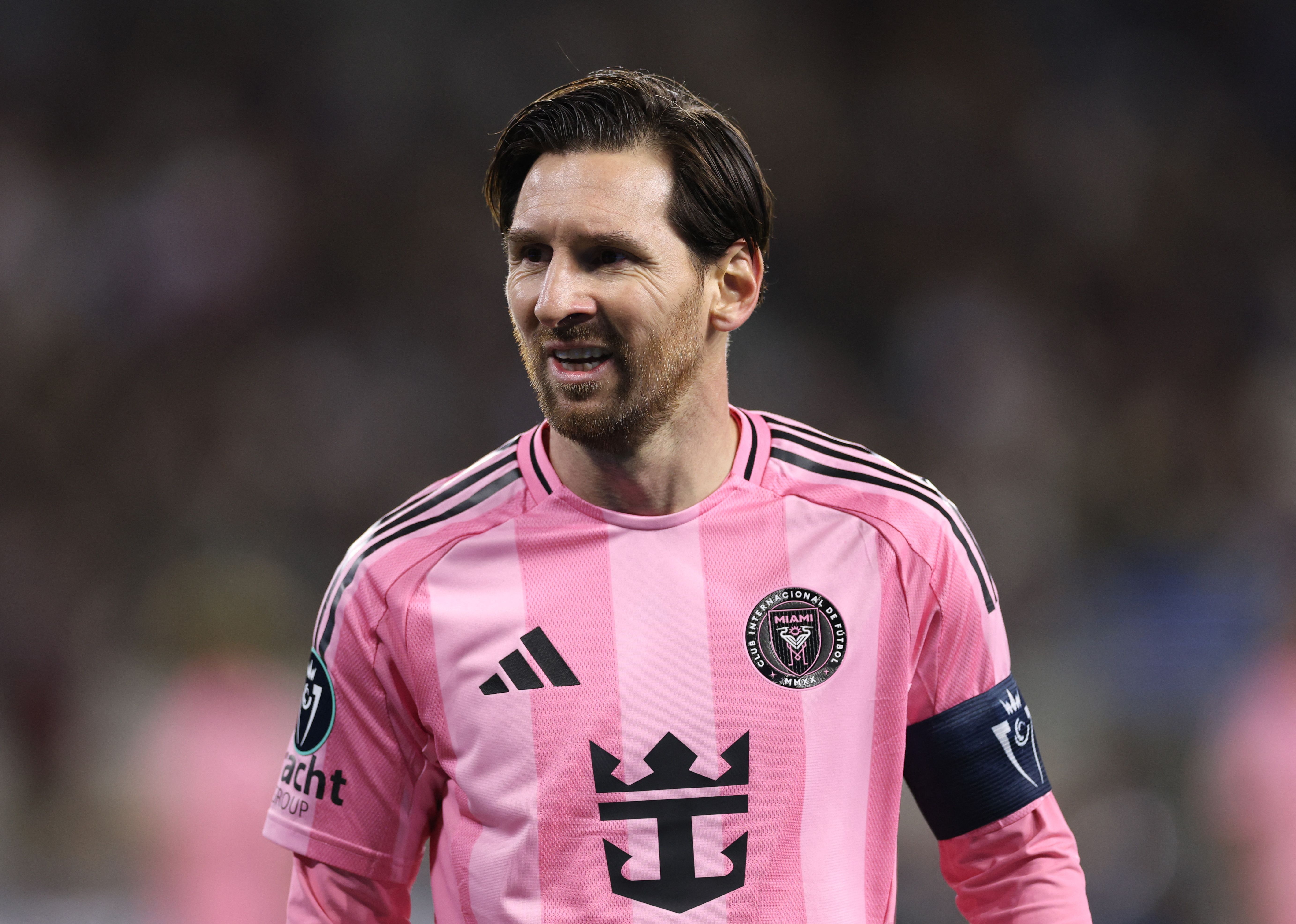 Lionel Messi reacts.