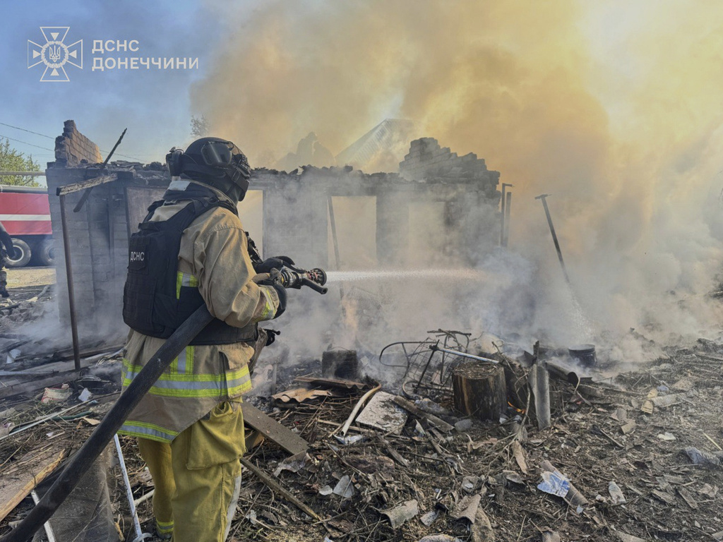 Ukrainian Emergency Service photo from the Donetsk region.