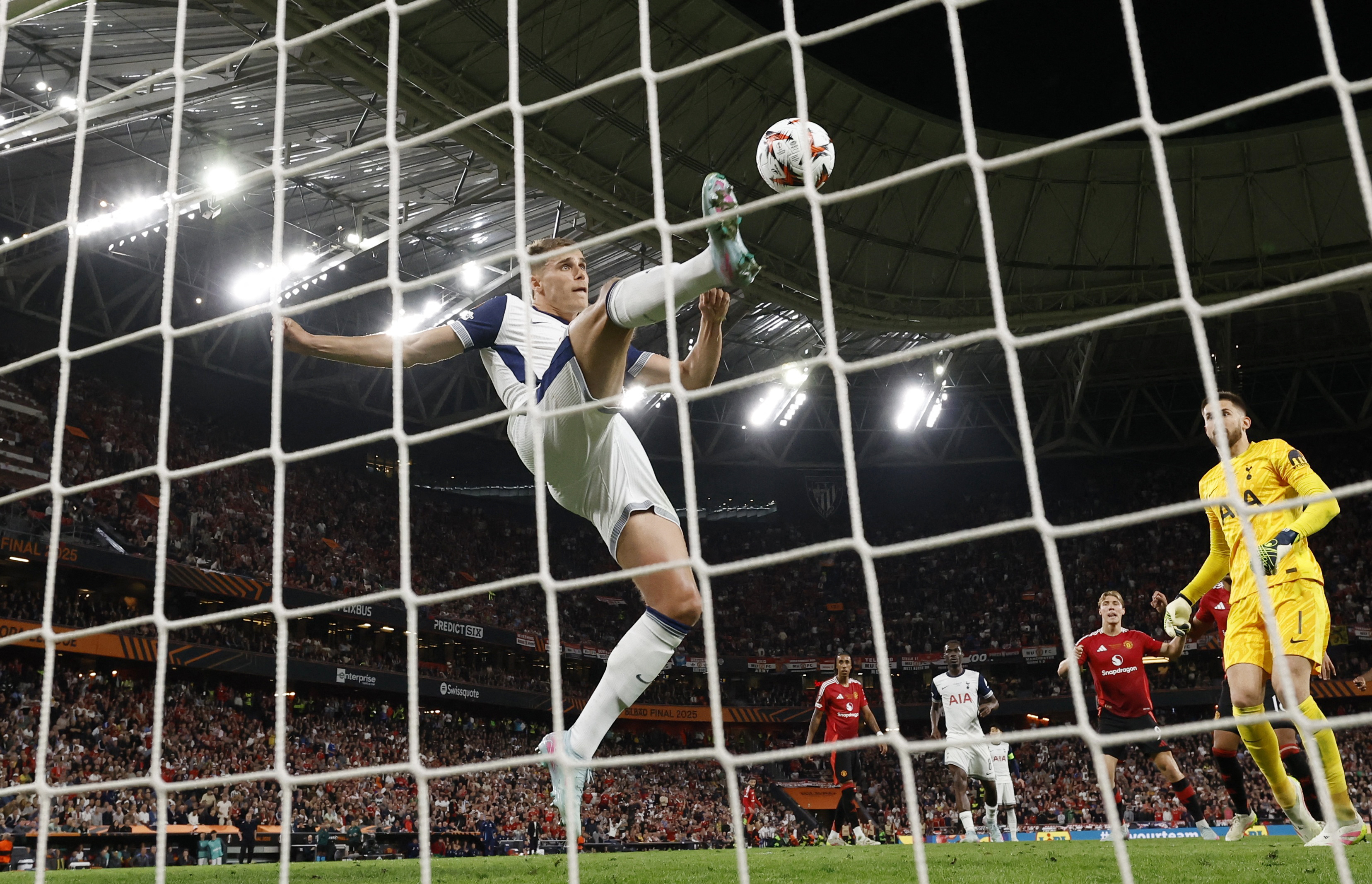 Europa League - Final - Tottenham Hotspur v Manchester United - San Mames, Bilbao, Spain - May 21, 2025 Tottenham Hotspur's Micky van de Ven in action
