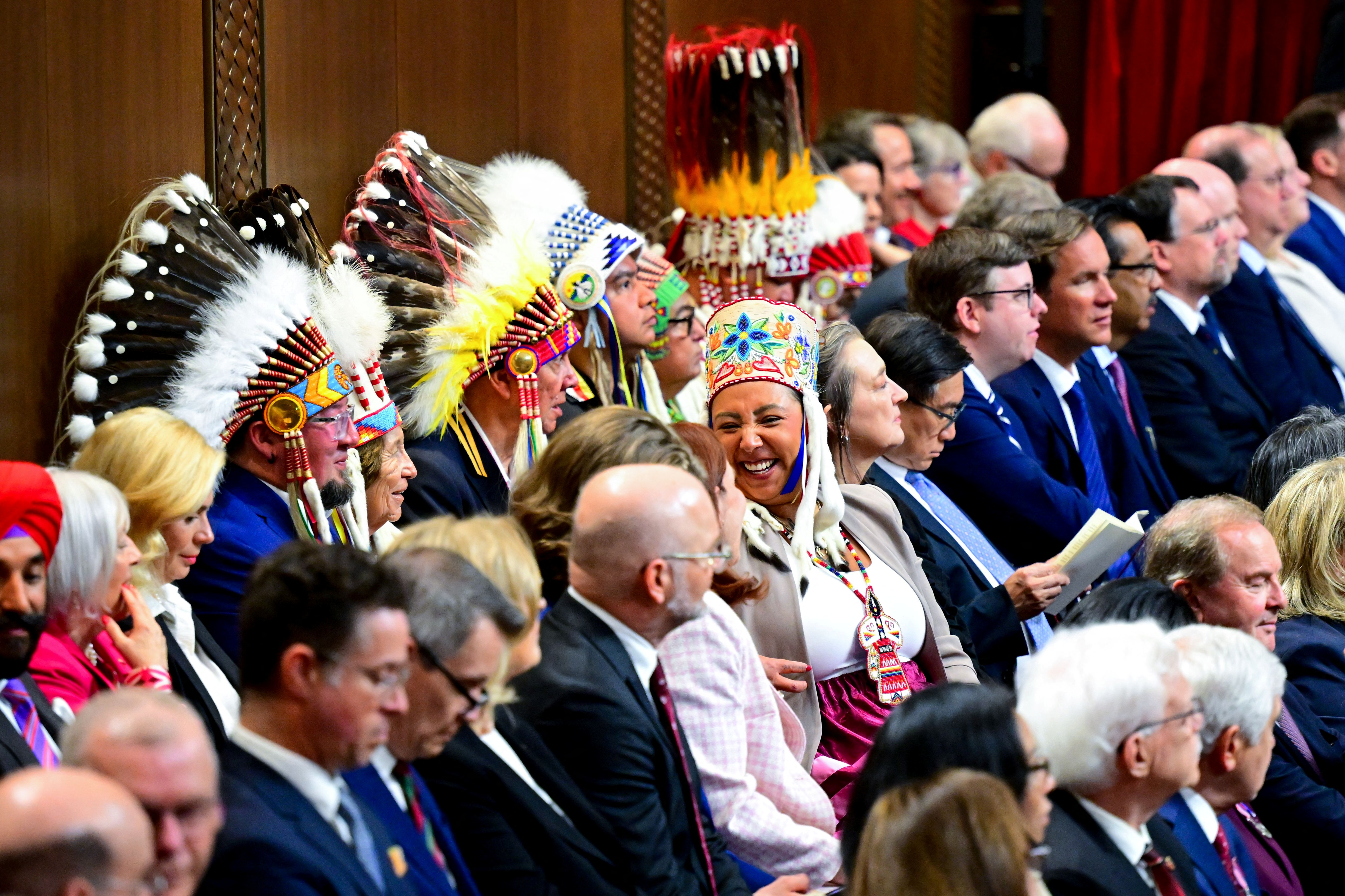 Members of the First Nation community attend the State Opening of the Parliament of Canada, in Ottawa, Canada May 27, 2025. Victoria Jones/Pool via REUTERS