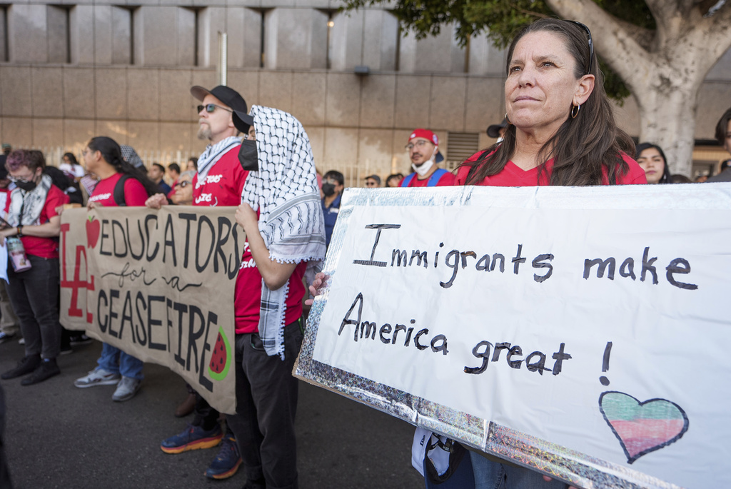 Pro-immigrant demonstrators during a march