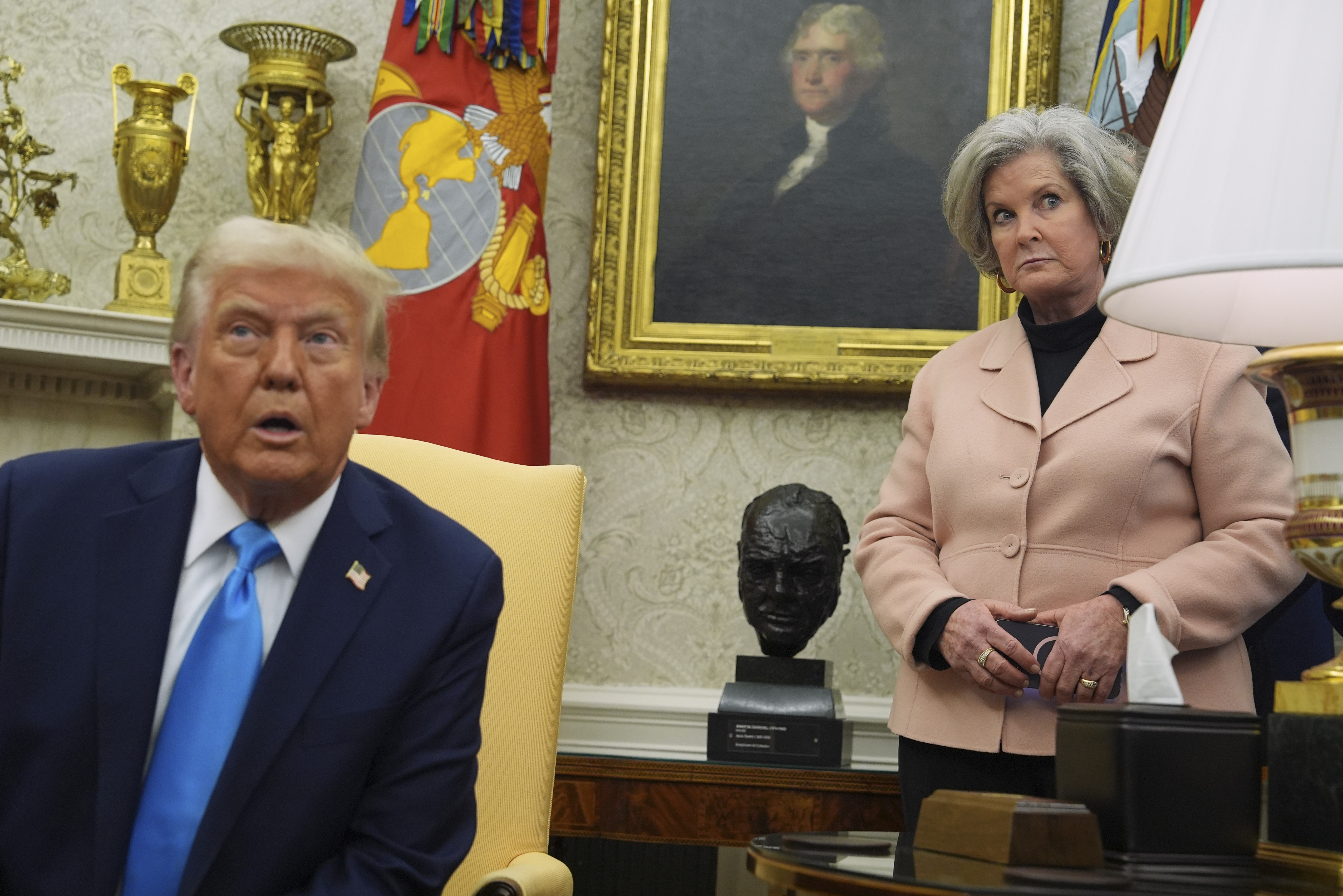 White House chief of staff Susie Wiles attends a meeting between President Donald Trump and Israeli Prime Minister Benjamin Netanyahu on February 4