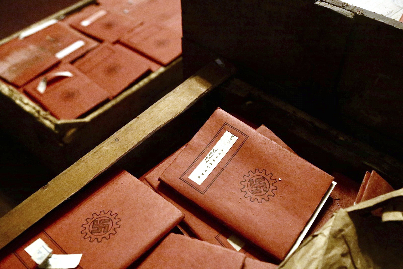 Argentina's Supreme Court on Sunday, May 11, 2025, documents associated with the Nazi regime sit in boxes found by staffers in the court's archives