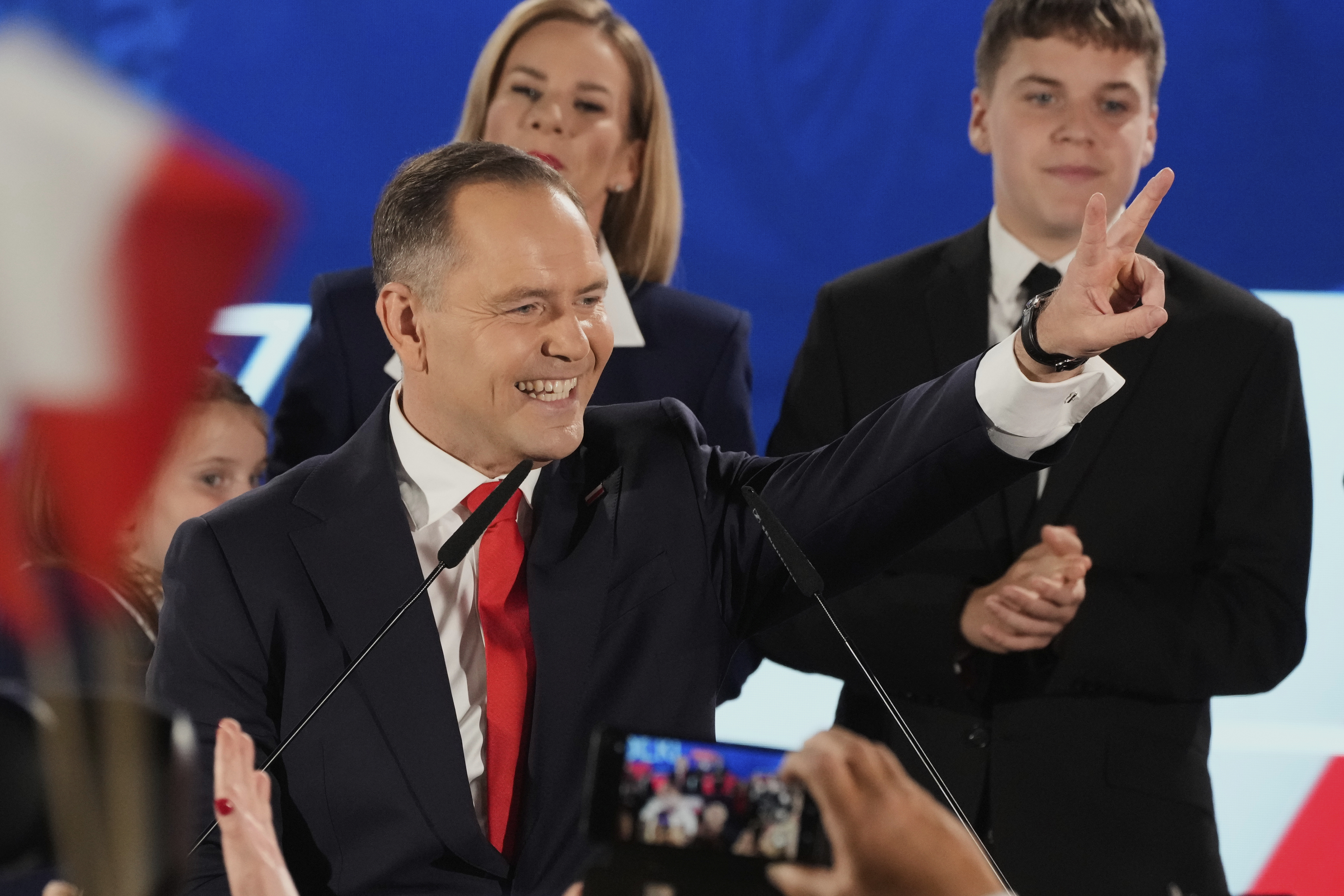 Karol Nawrocki greets supporters