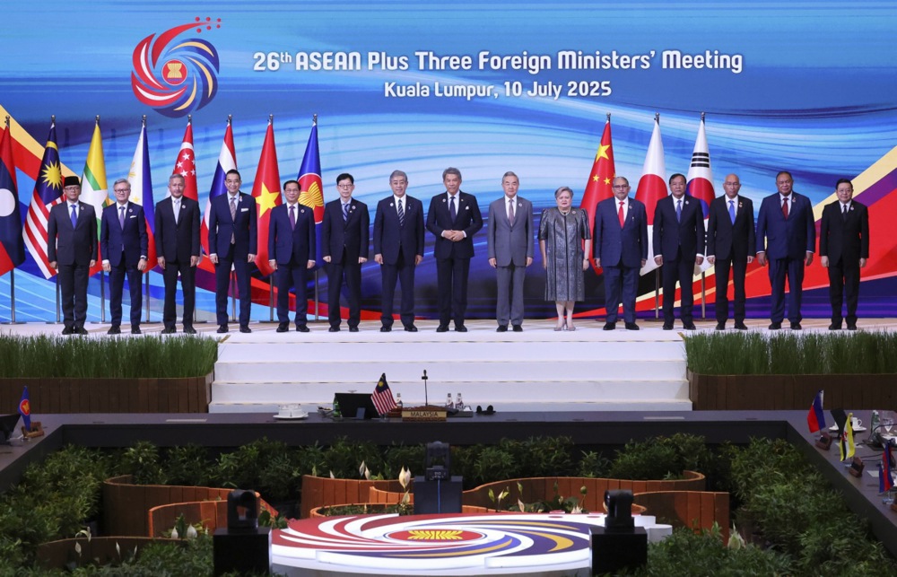 A group photo at the 58th Association of Southeast Asian Nations (ASEAN) foreign ministers’ meetings in Kuala Lumpur, Malaysia, on July 10, 2025 [Hasnoor Hussain/EPA].