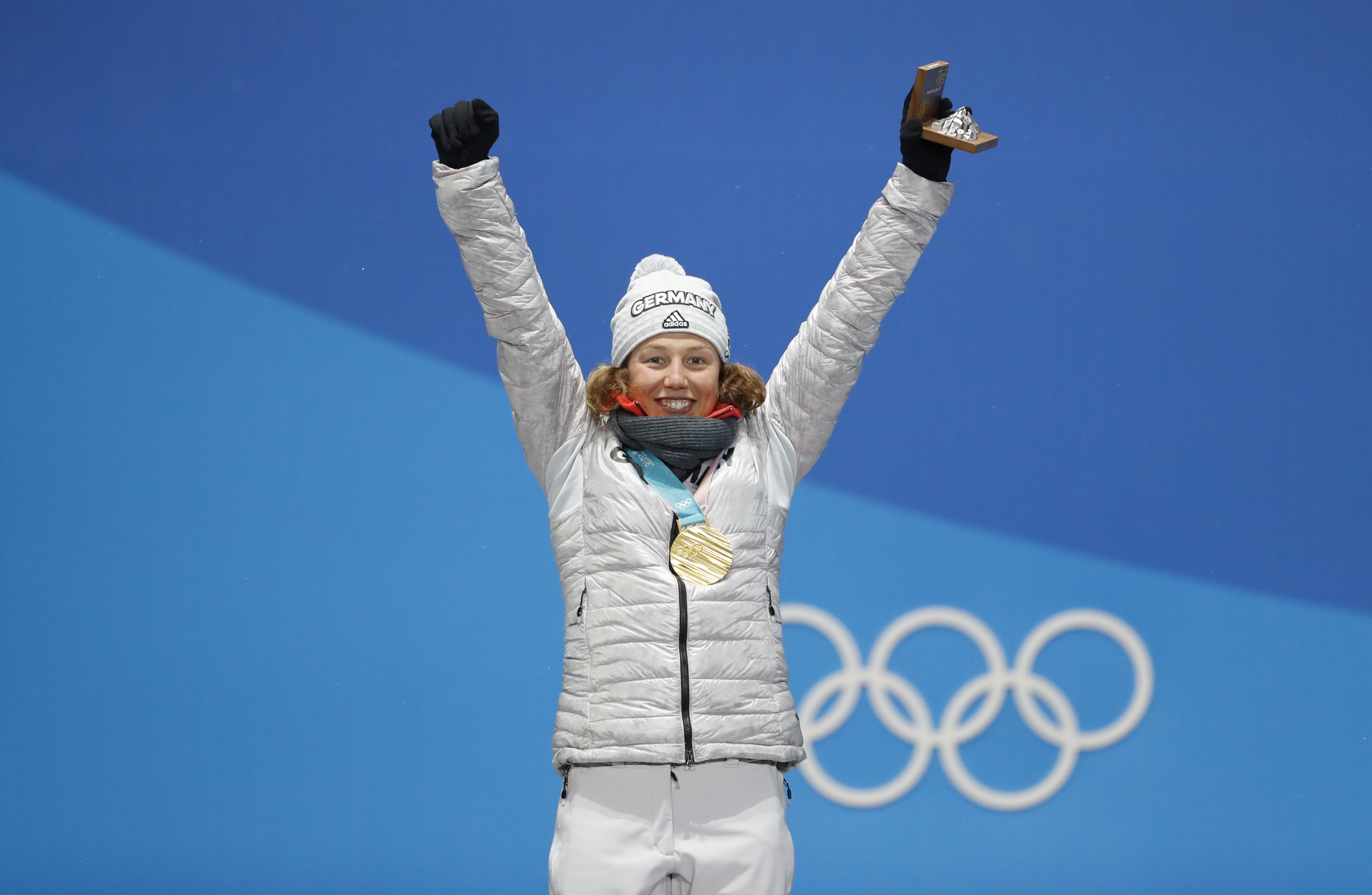 Laura Dahlmeier reacts.