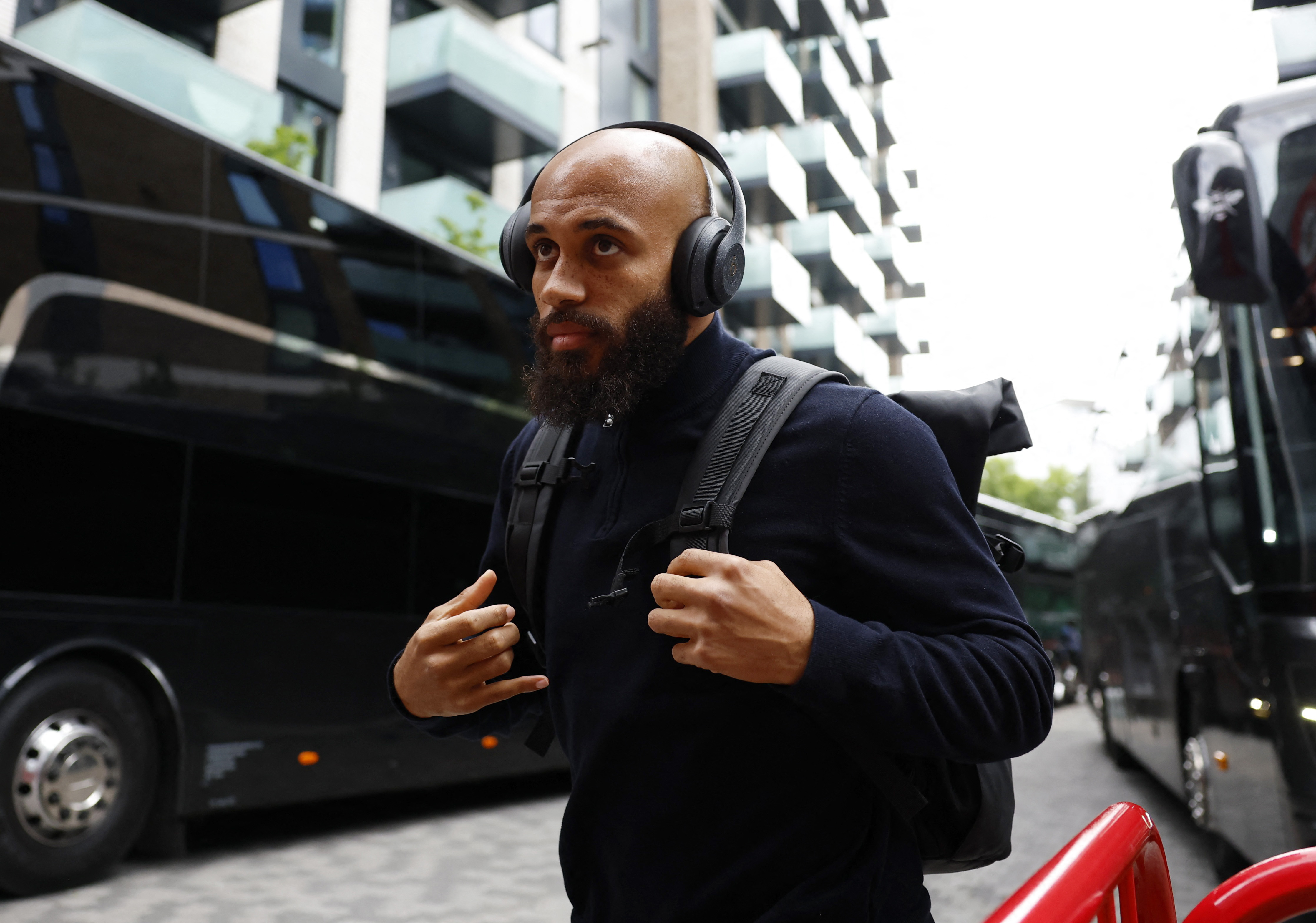 Premier League - Brentford v Manchester United - GTech Community Stadium, London, Britain - May 4, 2025 Brentford's Bryan Mbeumo arrives at the stadium