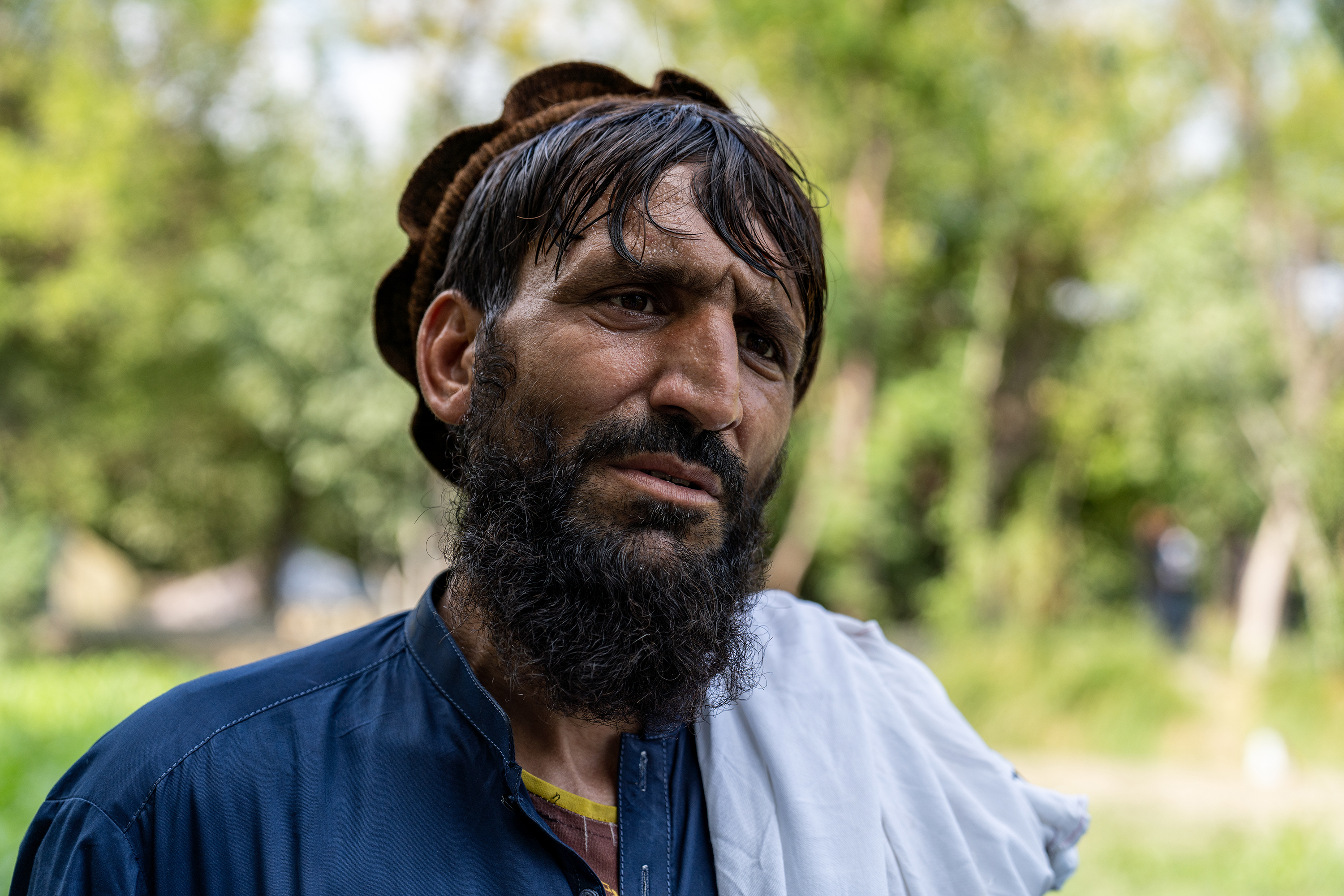 Mohamed Khader walked for more than six hours with his family and neighbours to reach safety.