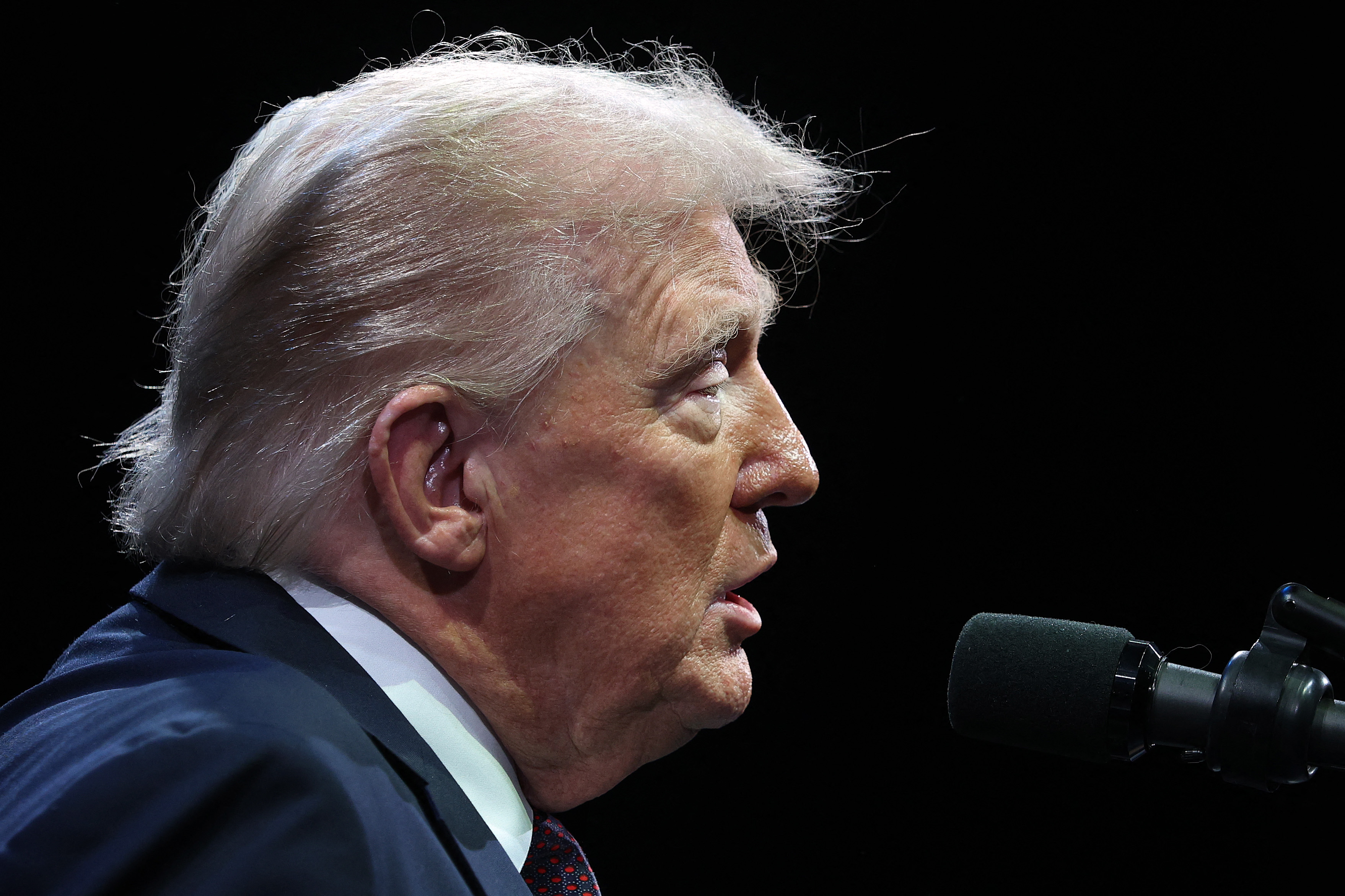 WASHINGTON, DC - SEPTEMBER 08: U.S. President Donald Trump speaks to the White House Religious Liberties Commission at the Museum of the Bible September 8, 2025 in Washington, DC. Trump created the commission earlier this year through an executive order as part of his new White House faith office. Win McNamee/Getty Images/AFP (Photo by WIN MCNAMEE / GETTY IMAGES NORTH AMERICA / Getty Images via AFP)