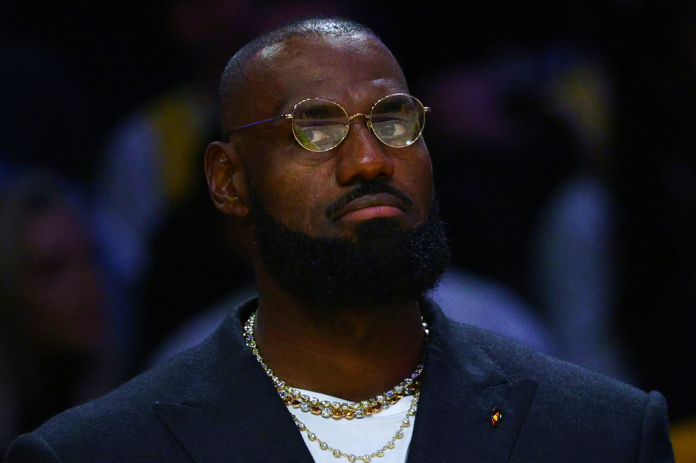 LeBron James reacts.