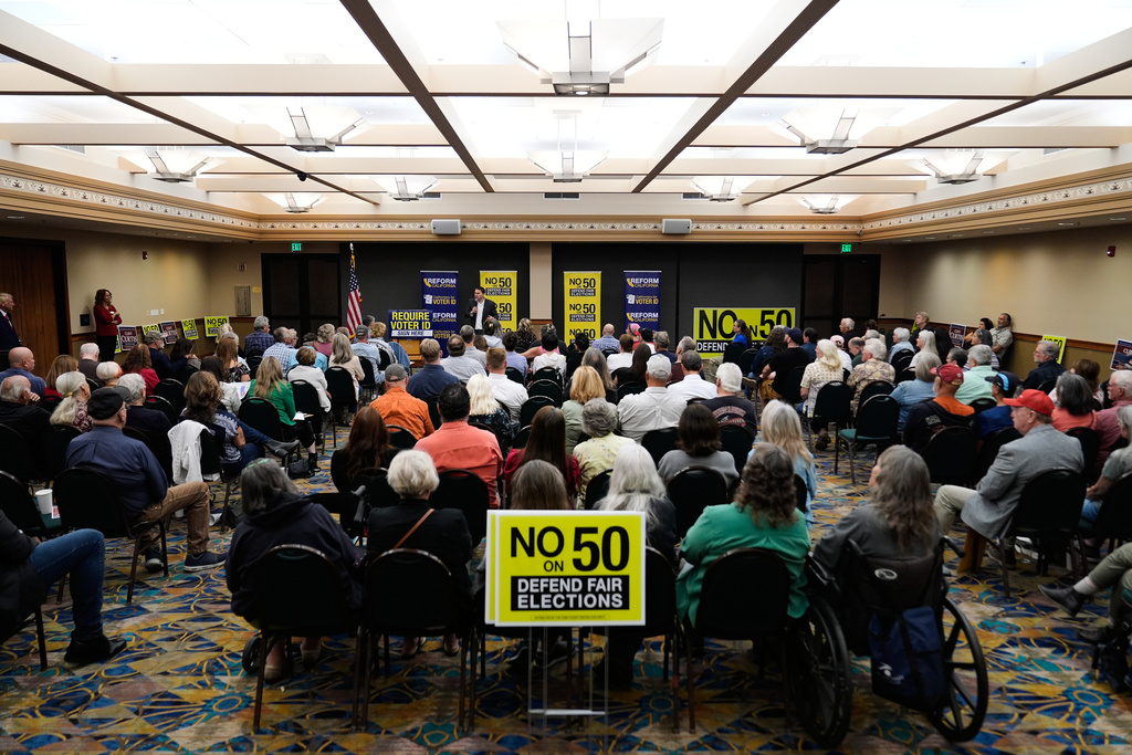 A meeting against Proposition 50 in California